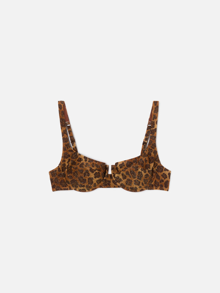 Amira Balconette Bikini Top With Animal Print Brown