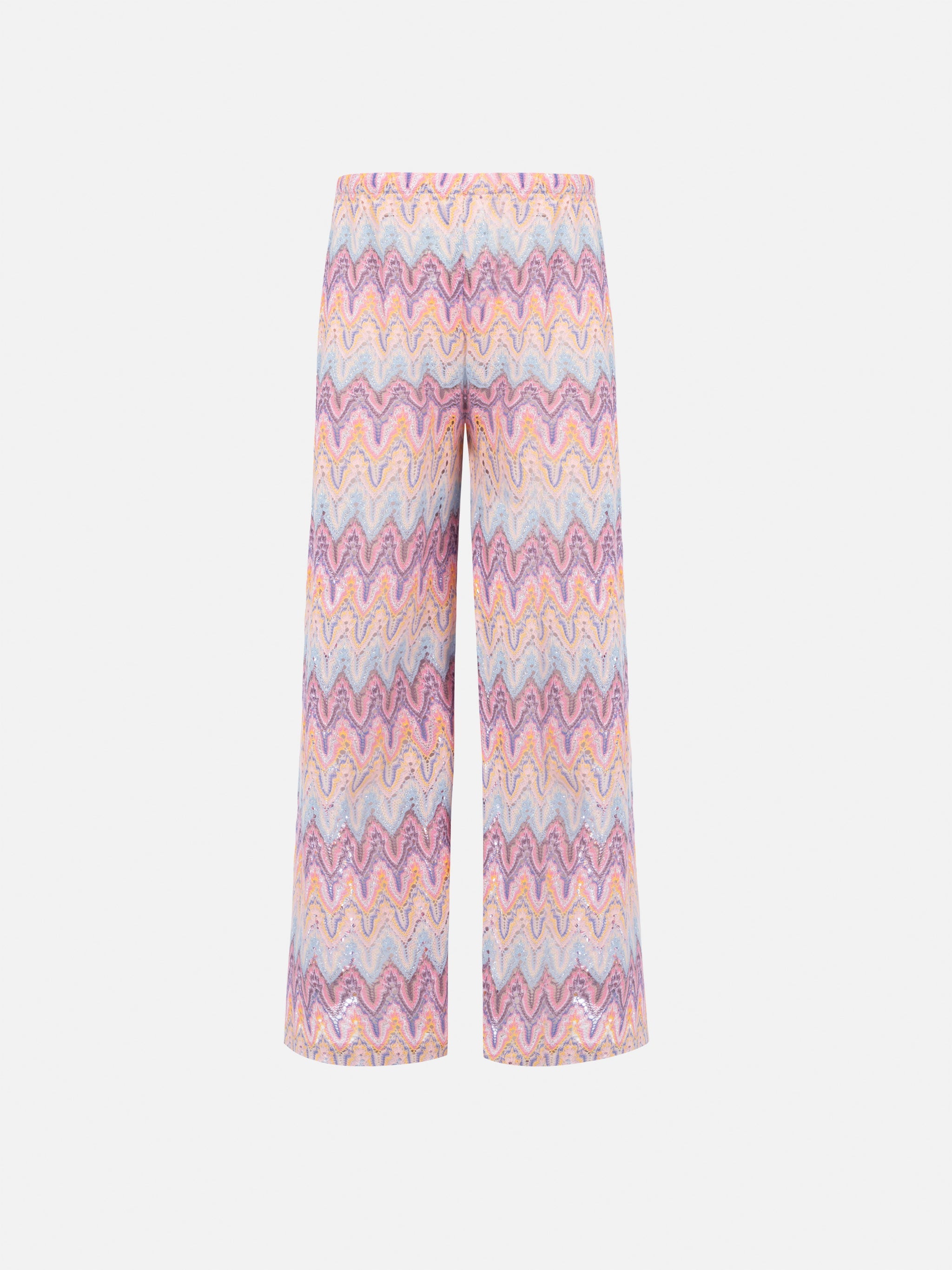 Amalia Jr Raschel Knit Wide-Leg Pink Trousers Pant