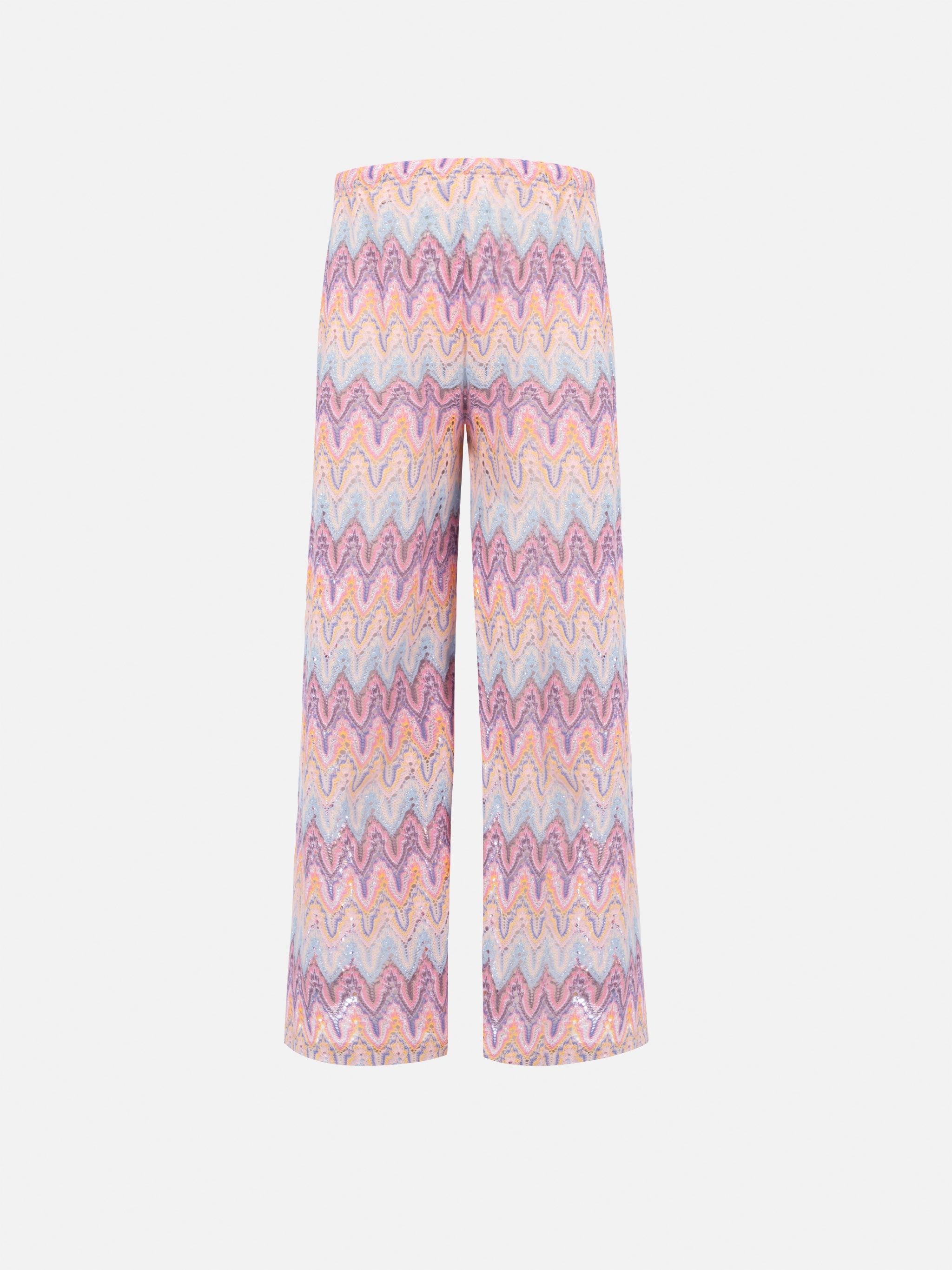 Amalia Jr Raschel Knit Wide-Leg Pink Trousers Pant