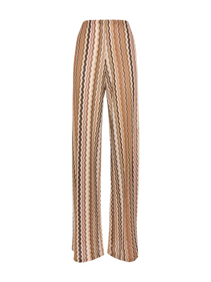 Amalia Wide-Leg Trousers Raschel Knit Brown Pant