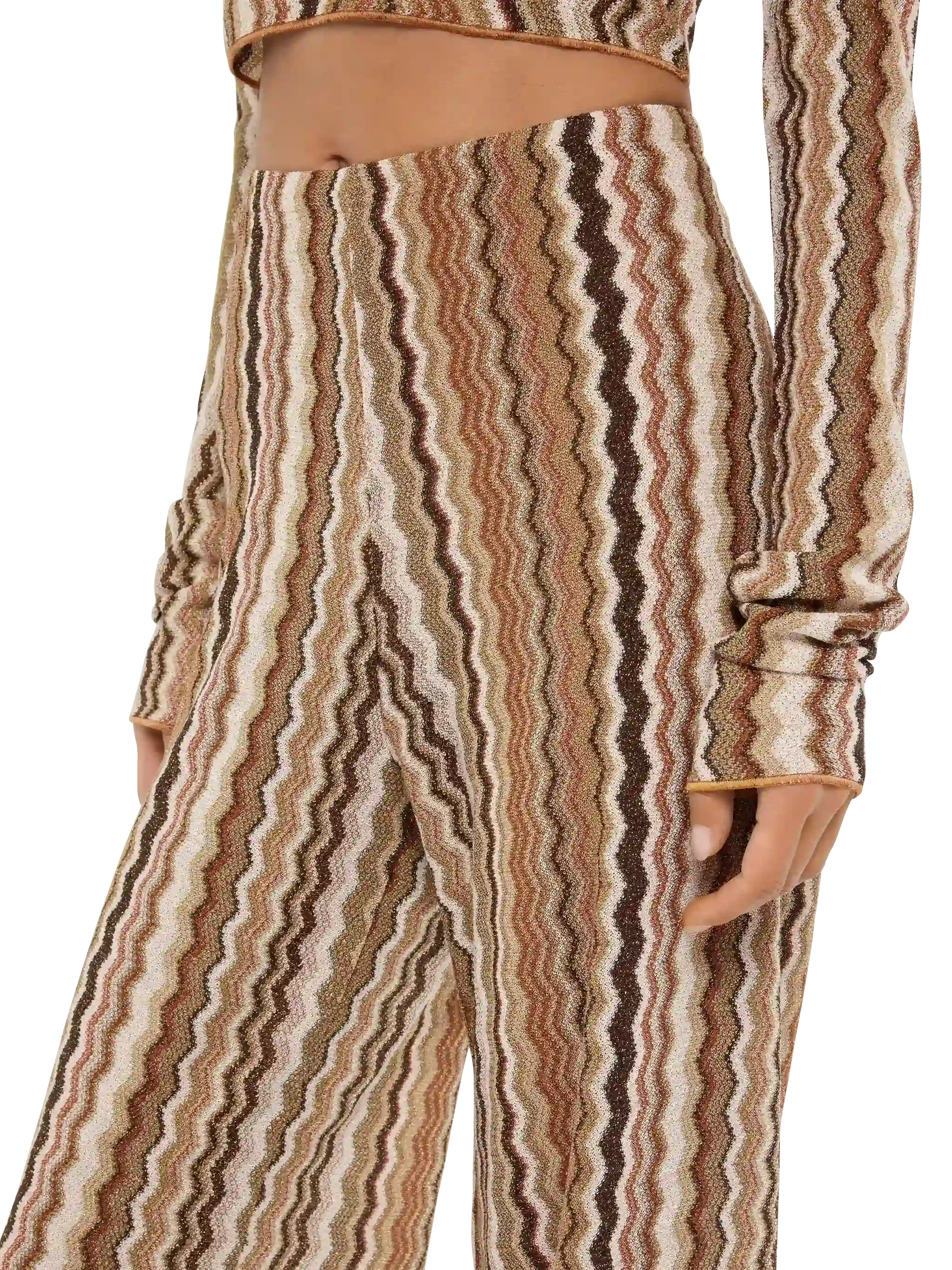 Amalia Wide-Leg Trousers Raschel Knit Brown Pant