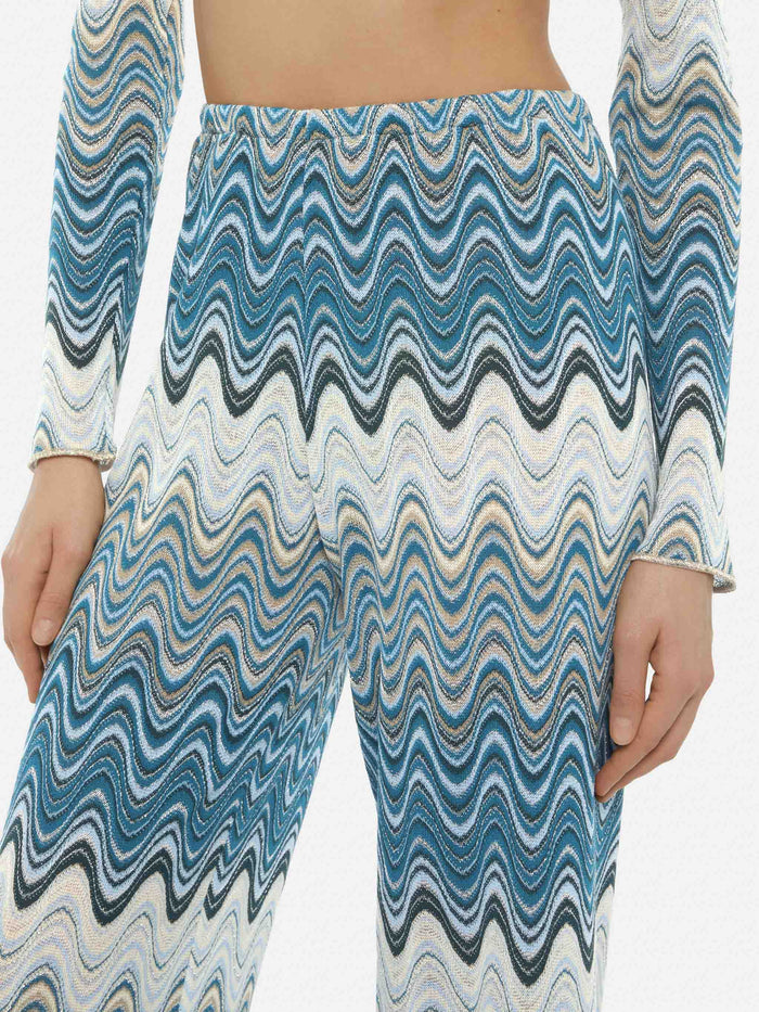 Amalia Wide-Leg Trousers Raschel Knit Green Pant