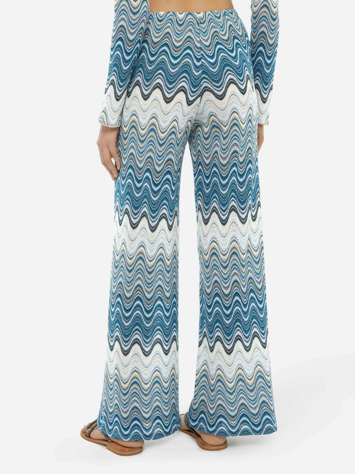 Amalia Wide-Leg Trousers Raschel Knit Green Pant
