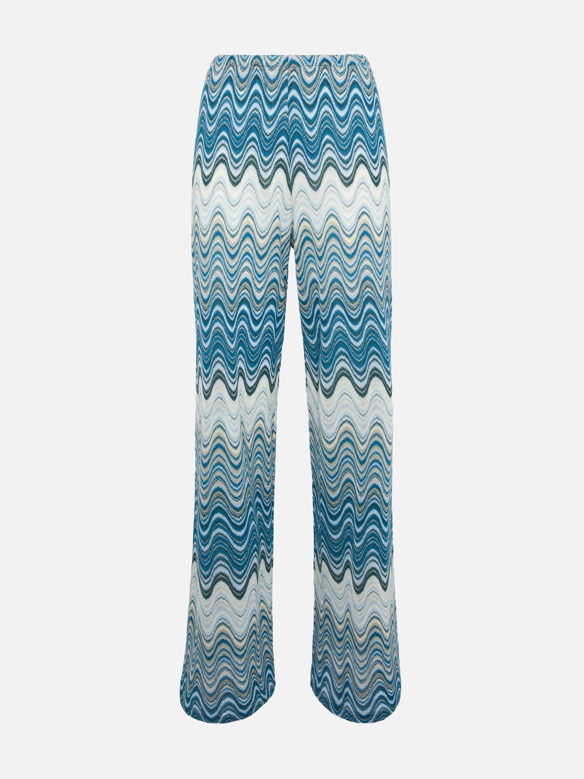 Amalia Wide-Leg Trousers Raschel Knit Green Pant