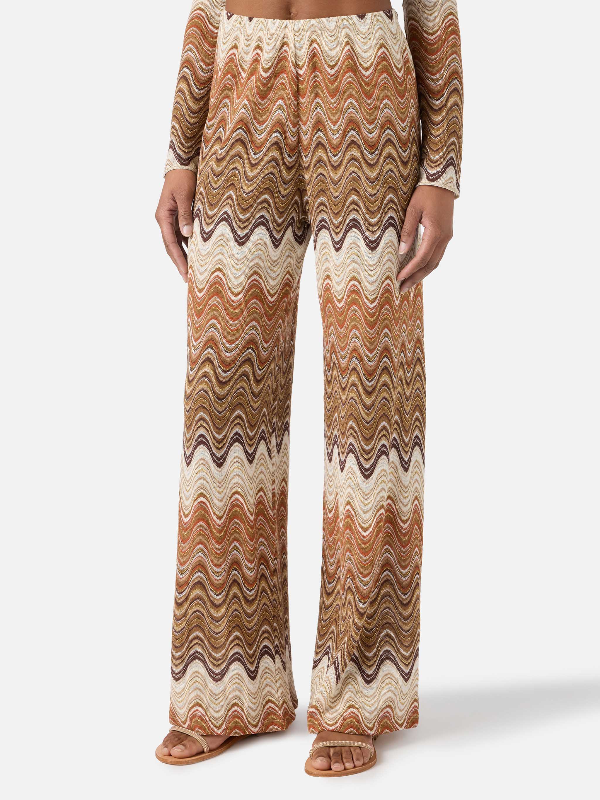 Brown Amalia Degradé Raschel Long Trousers Pant