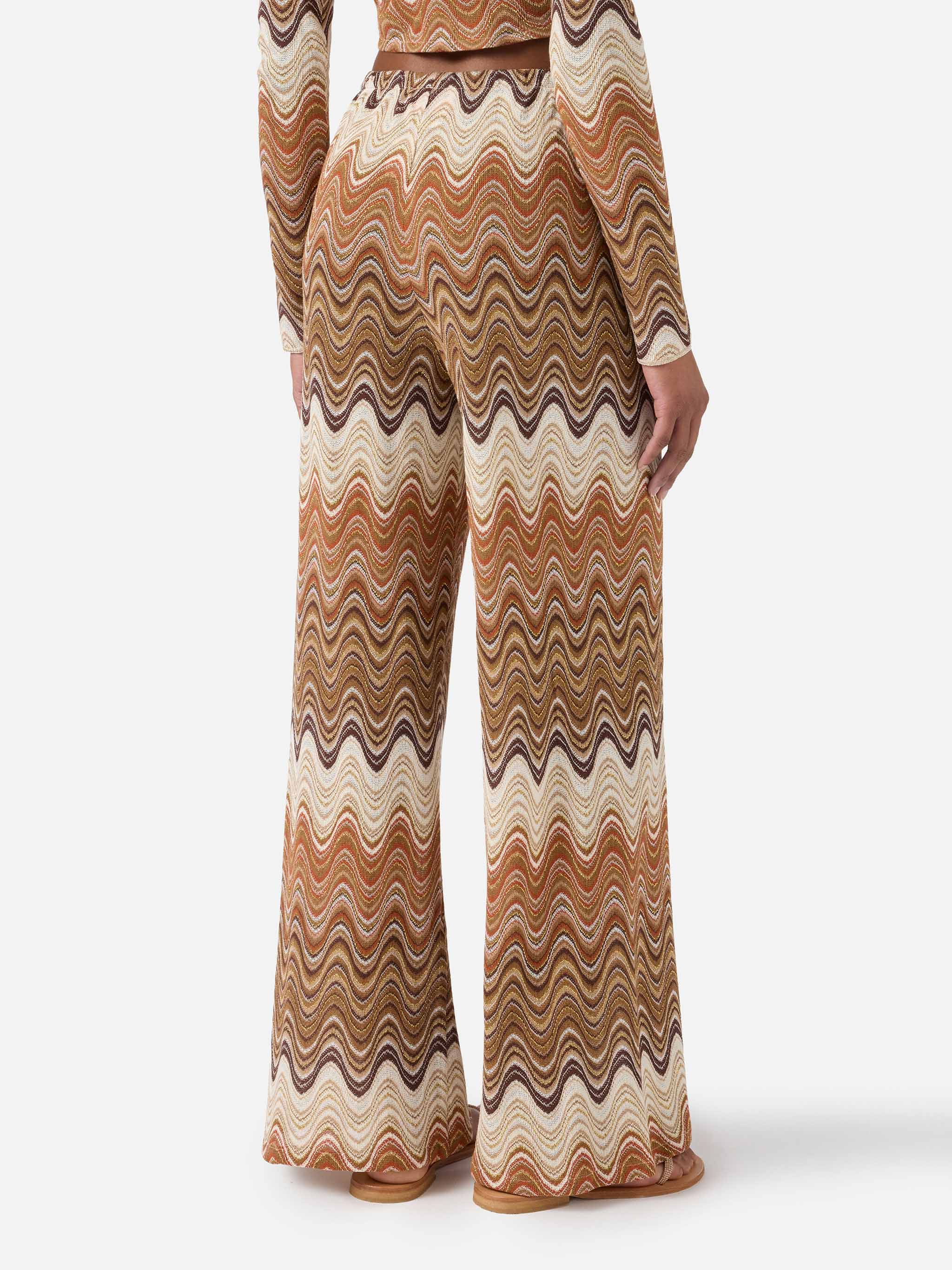 Brown Amalia Degradé Raschel Long Trousers Pant