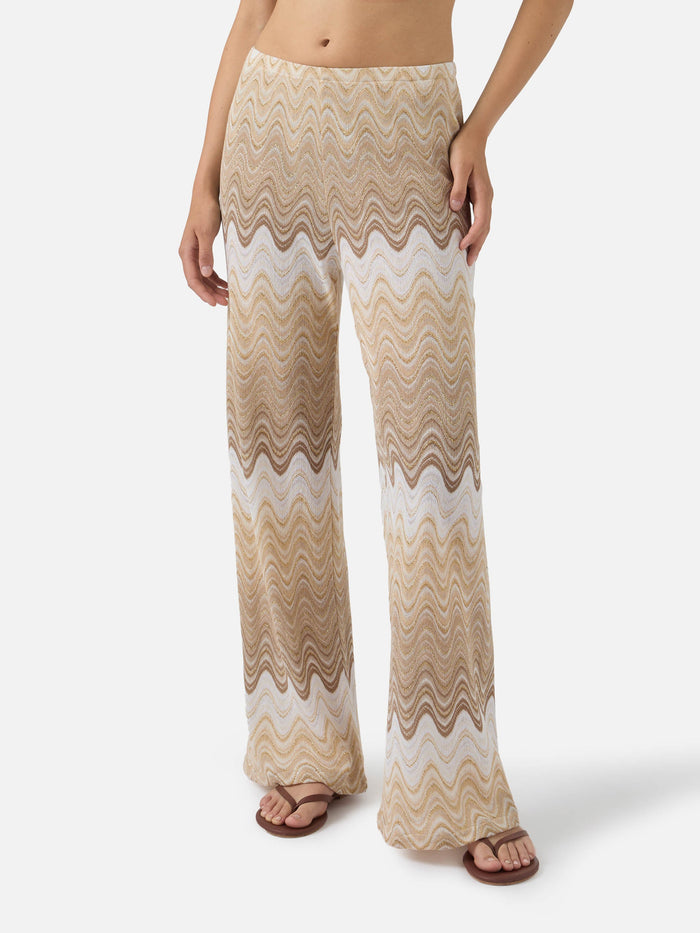 Beige Amalia Degradé Raschel Long Trousers Pant