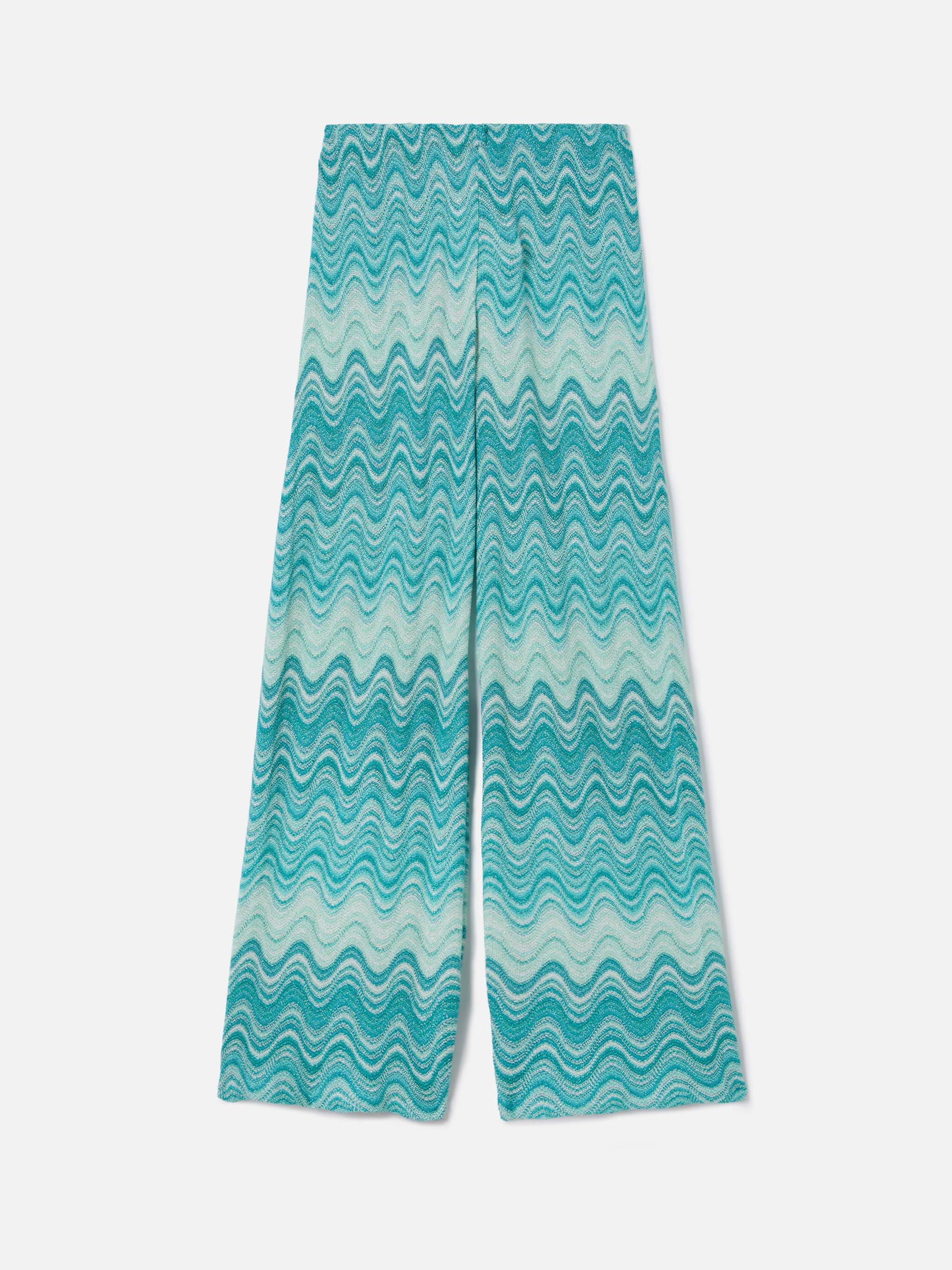 Aqua Green Amalia Degradé Raschel Long Trousers Pant