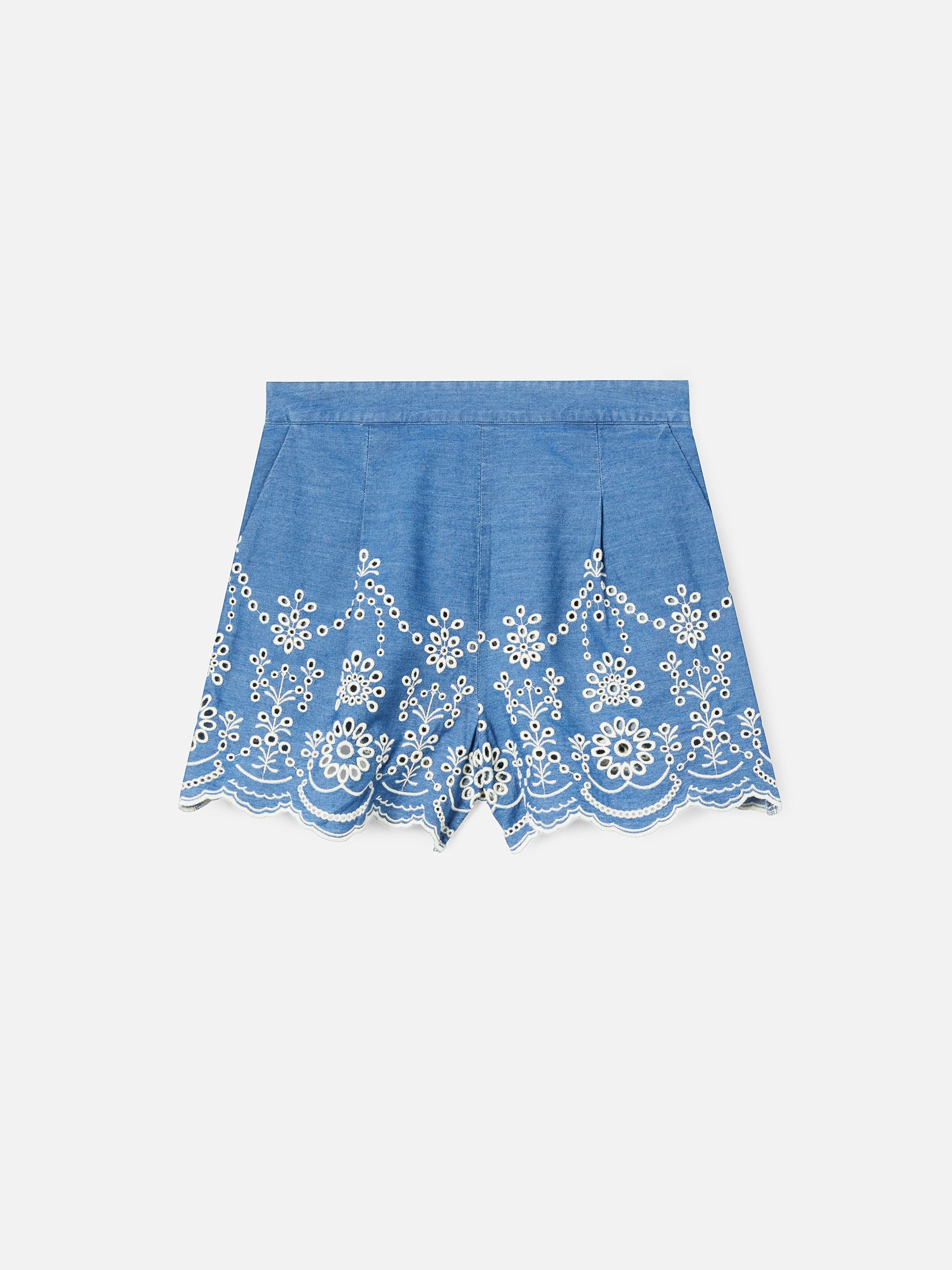 Amani Cotton Broderie Anglaise Shorts Blue Pant