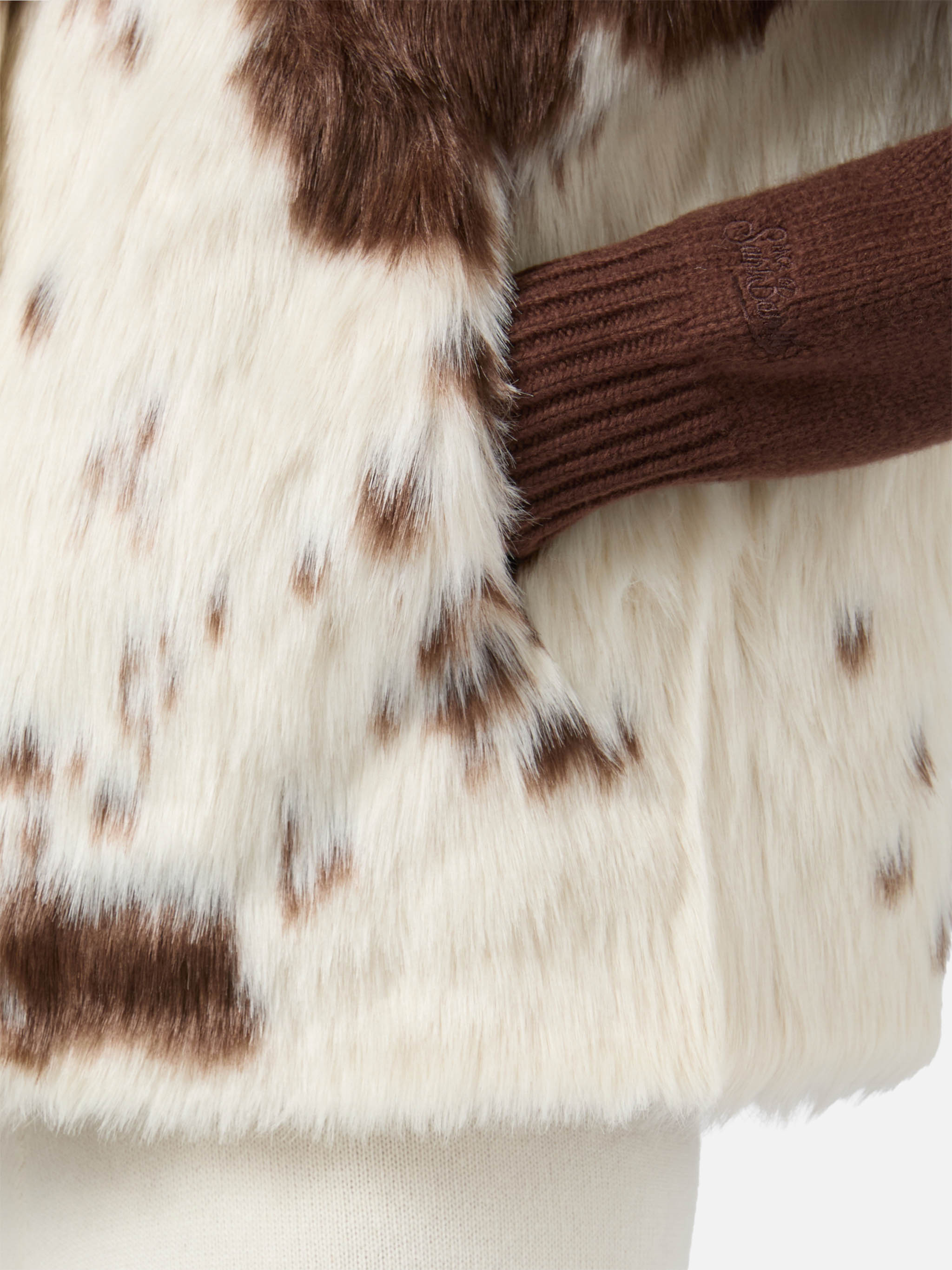Ambre Faux-Fur Gilet With Cow Print White Coat