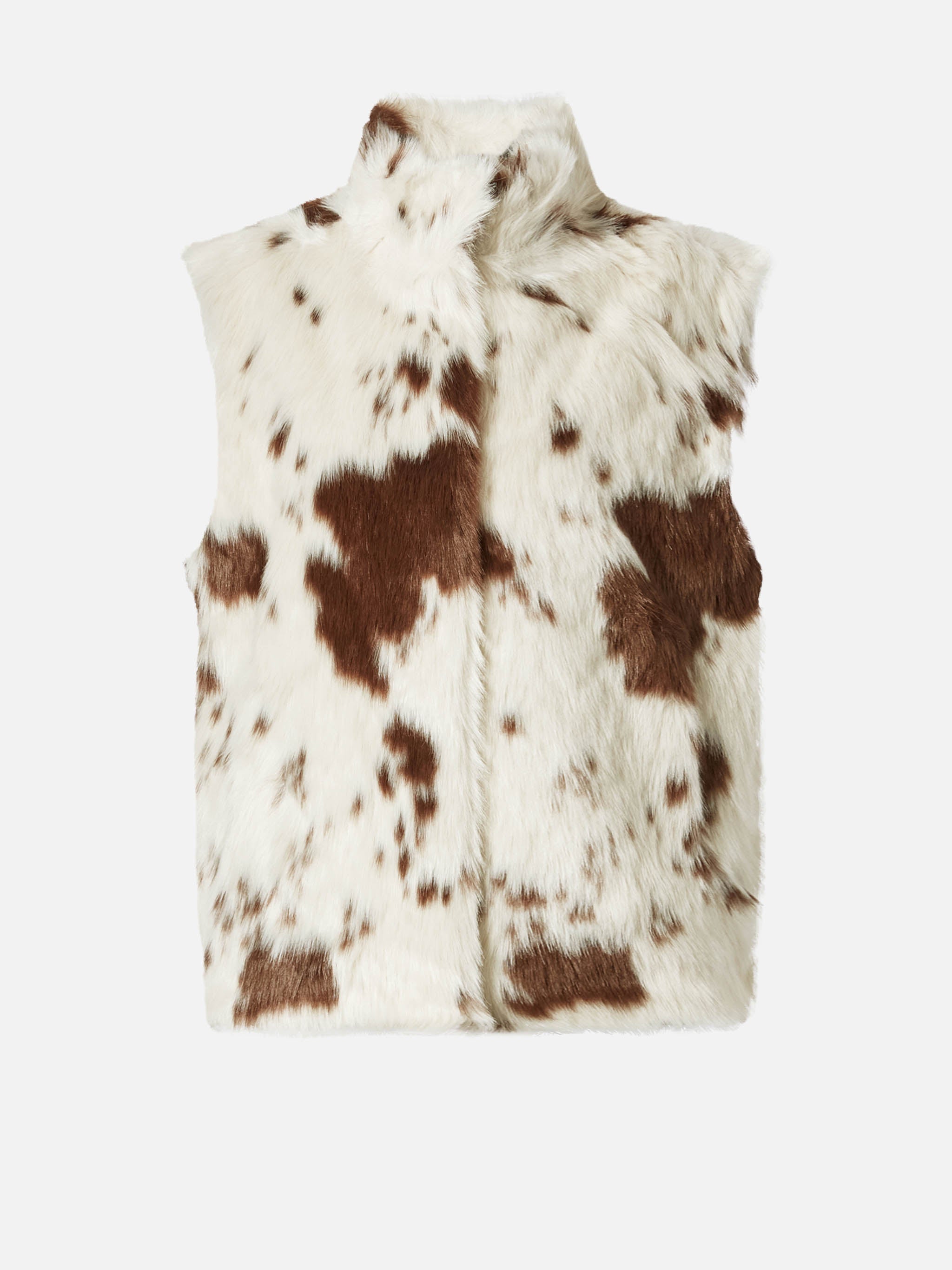 Ambre Faux-Fur Gilet With Cow Print White Coat