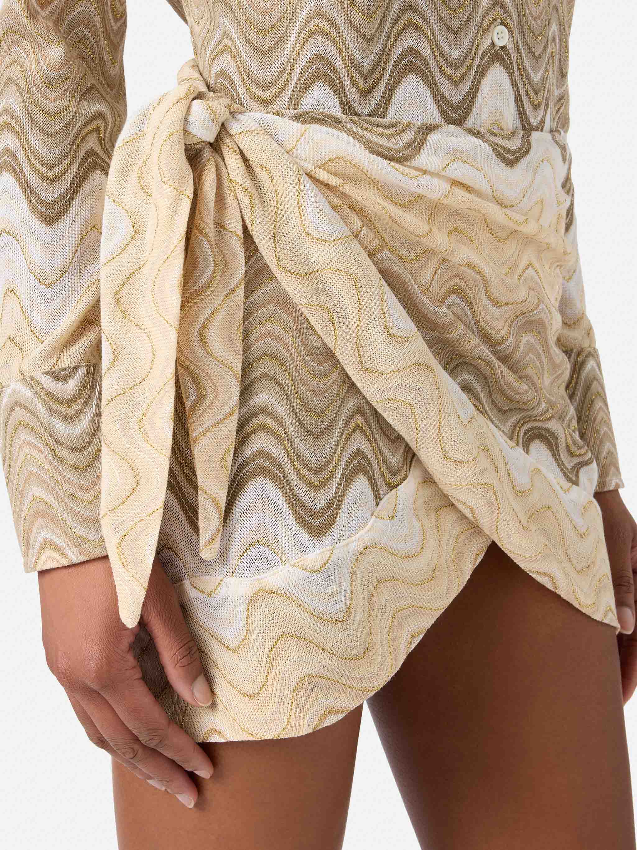 Beige Angie Degradé Raschel Pareo Skirt