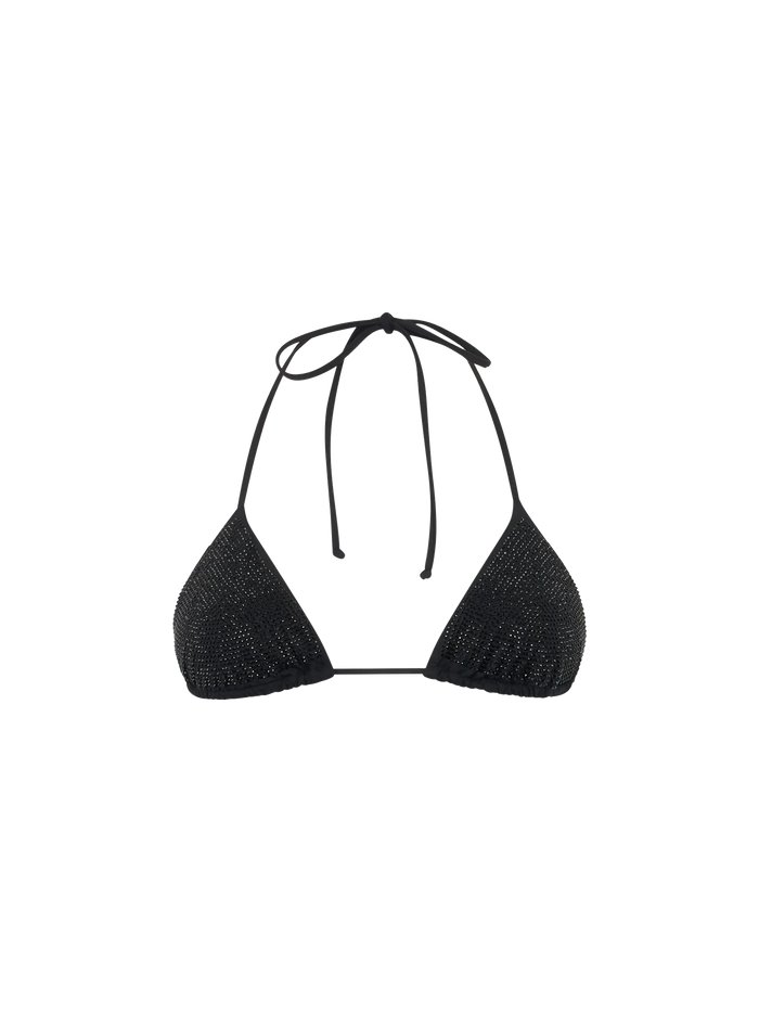 Annabelle Rhinestone Triangle Bikini Top Black