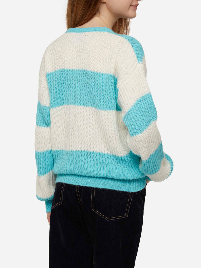 Annecy Soft Cropped Sweater With Diamond Pattern And V-Neck Green