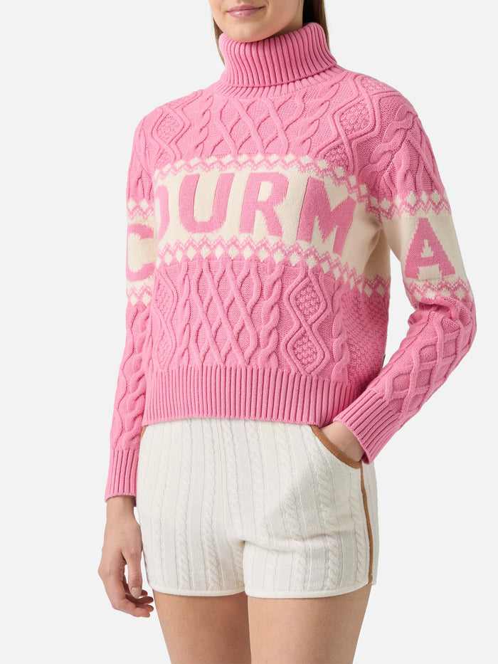 Half-Turtleneck Sweater Anton With Saint Barth Jaquard Pink
