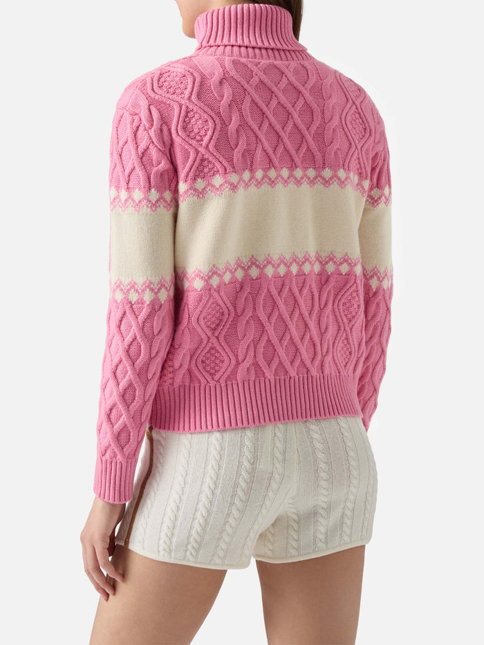 Half-Turtleneck Sweater Anton With Saint Barth Jaquard Pink