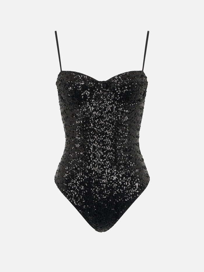 Apolline Black Sequin One-Piece Swimsuit One Piece