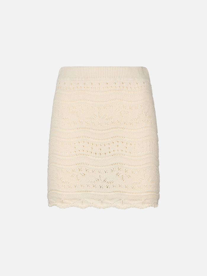 White Cotton Knit Apple Skirt