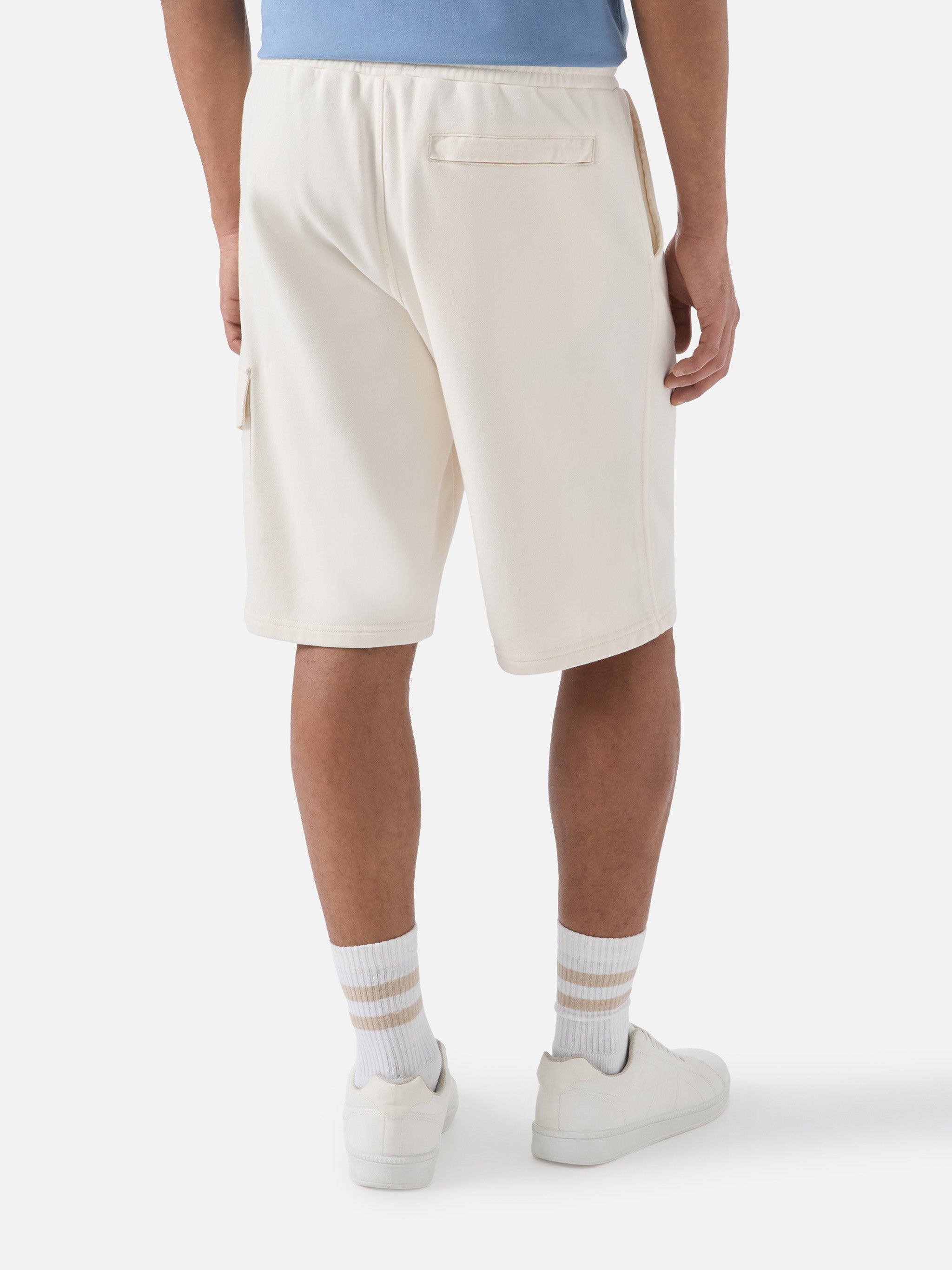 Argo Solid Cream Fleece Bermuda Shorts With Cargo Pocket White Pant