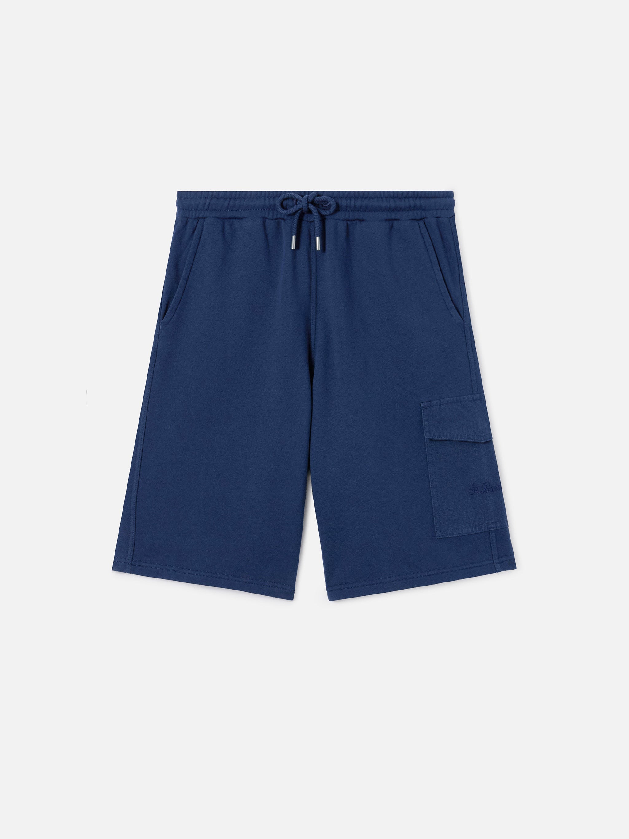 Argo Navy Blue Fleece Bermuda Shorts With Cargo Pocket Pant