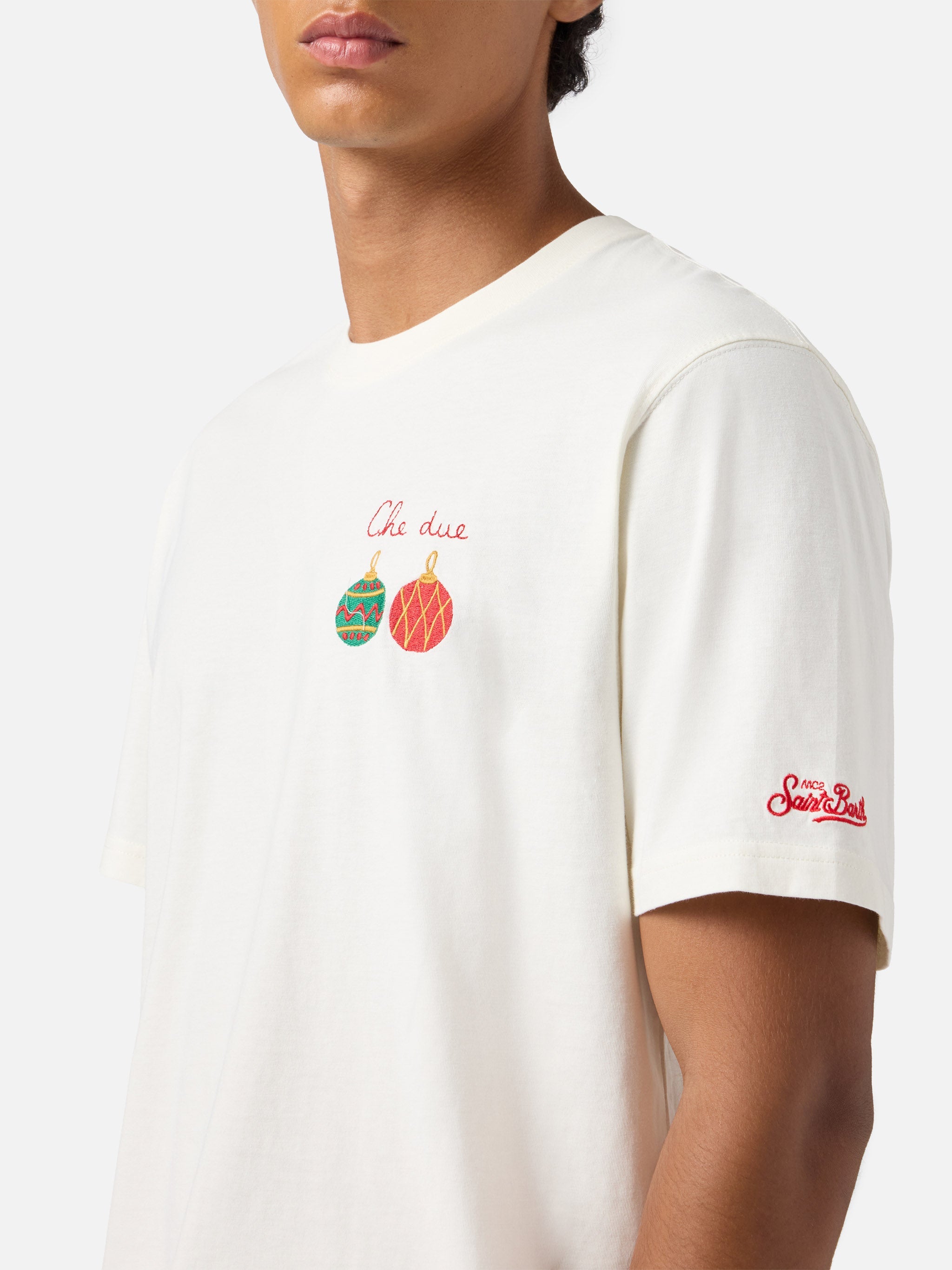 Arnott Cotton T-Shirt White With Che Due… Embroidery