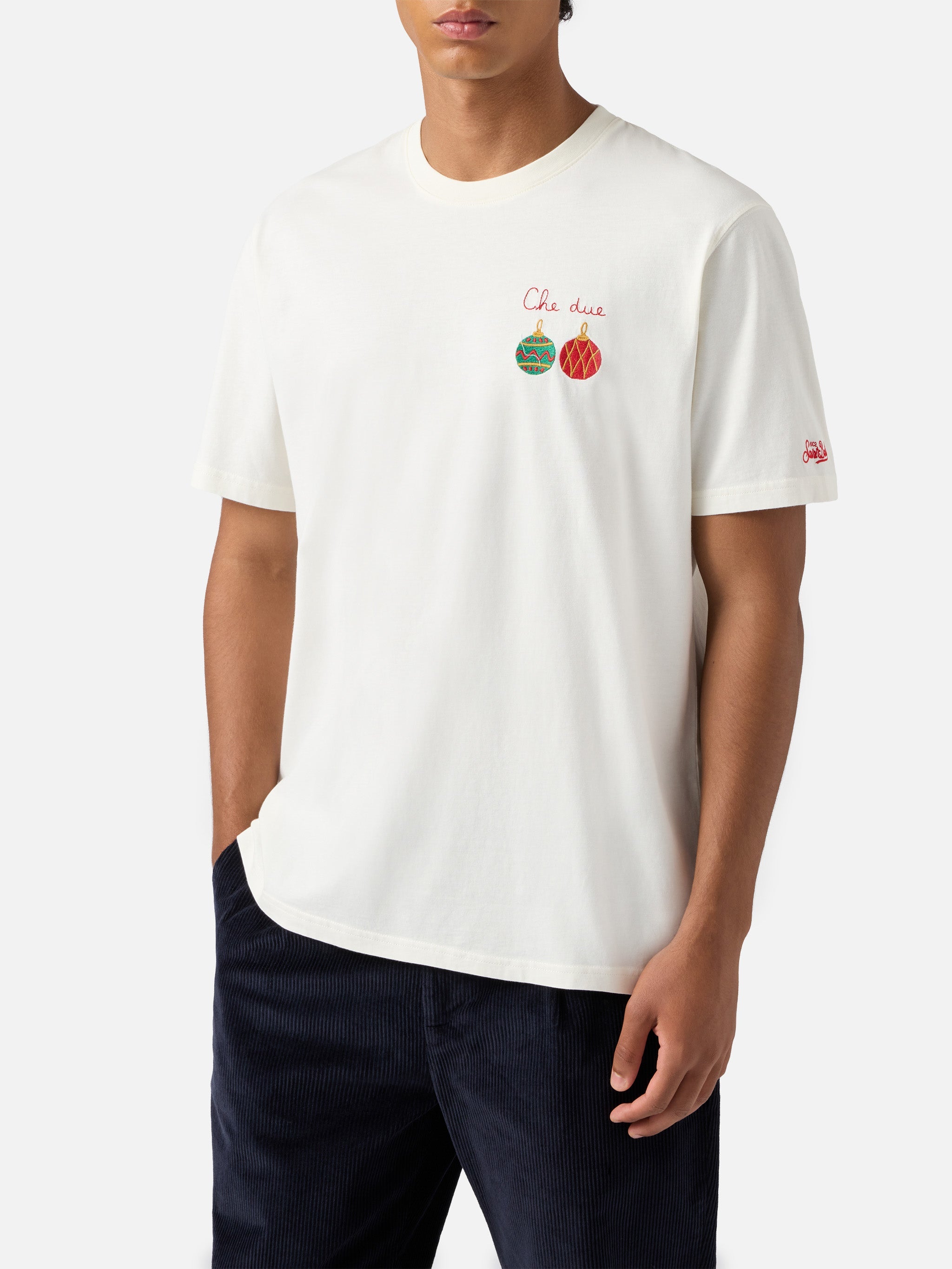 Arnott Cotton T-Shirt White With Che Due… Embroidery