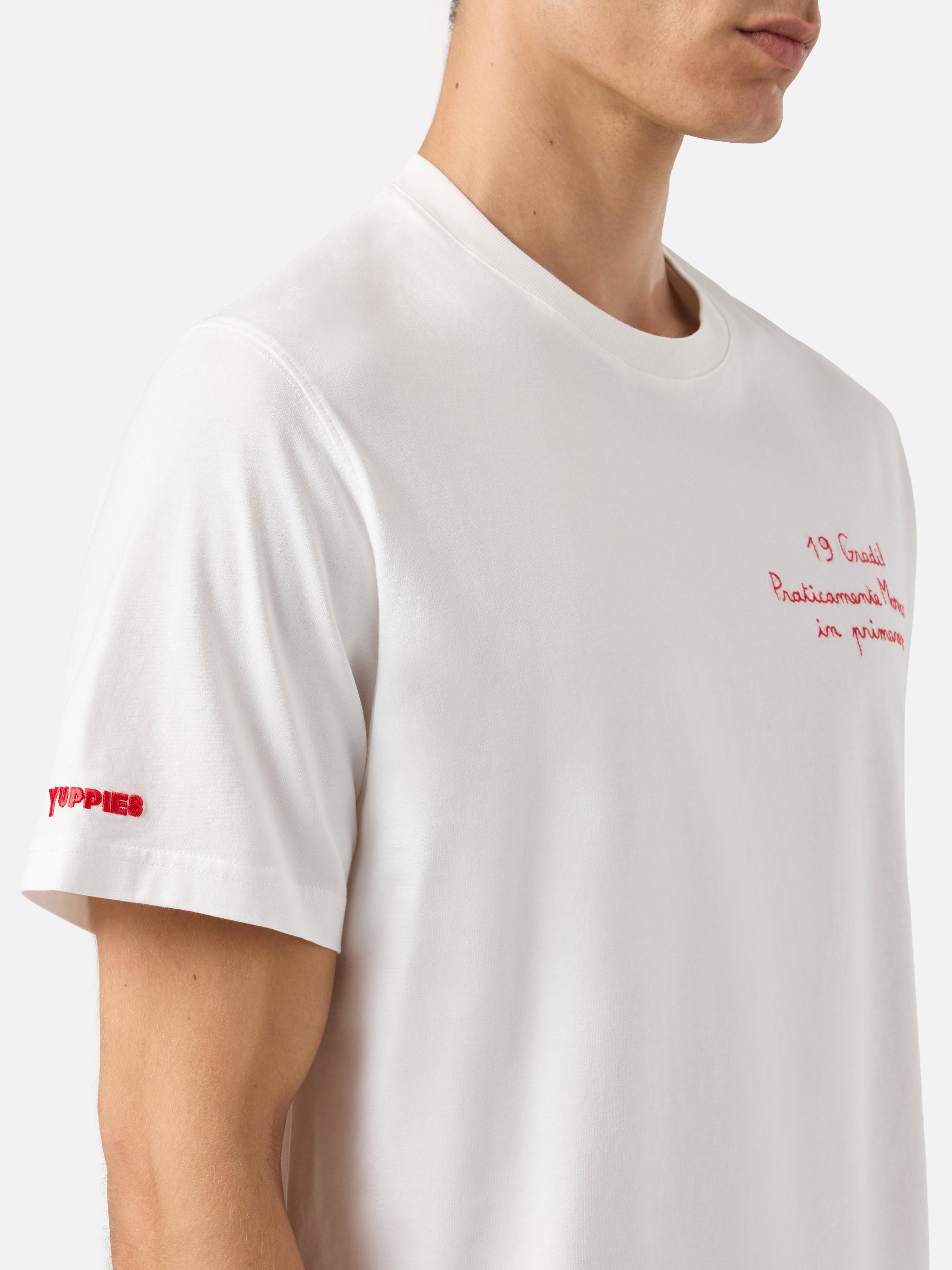 Winter Cotton T-Shirt Arnott With Praticamente Marocco Embroidery | Yuppies Special Edition White