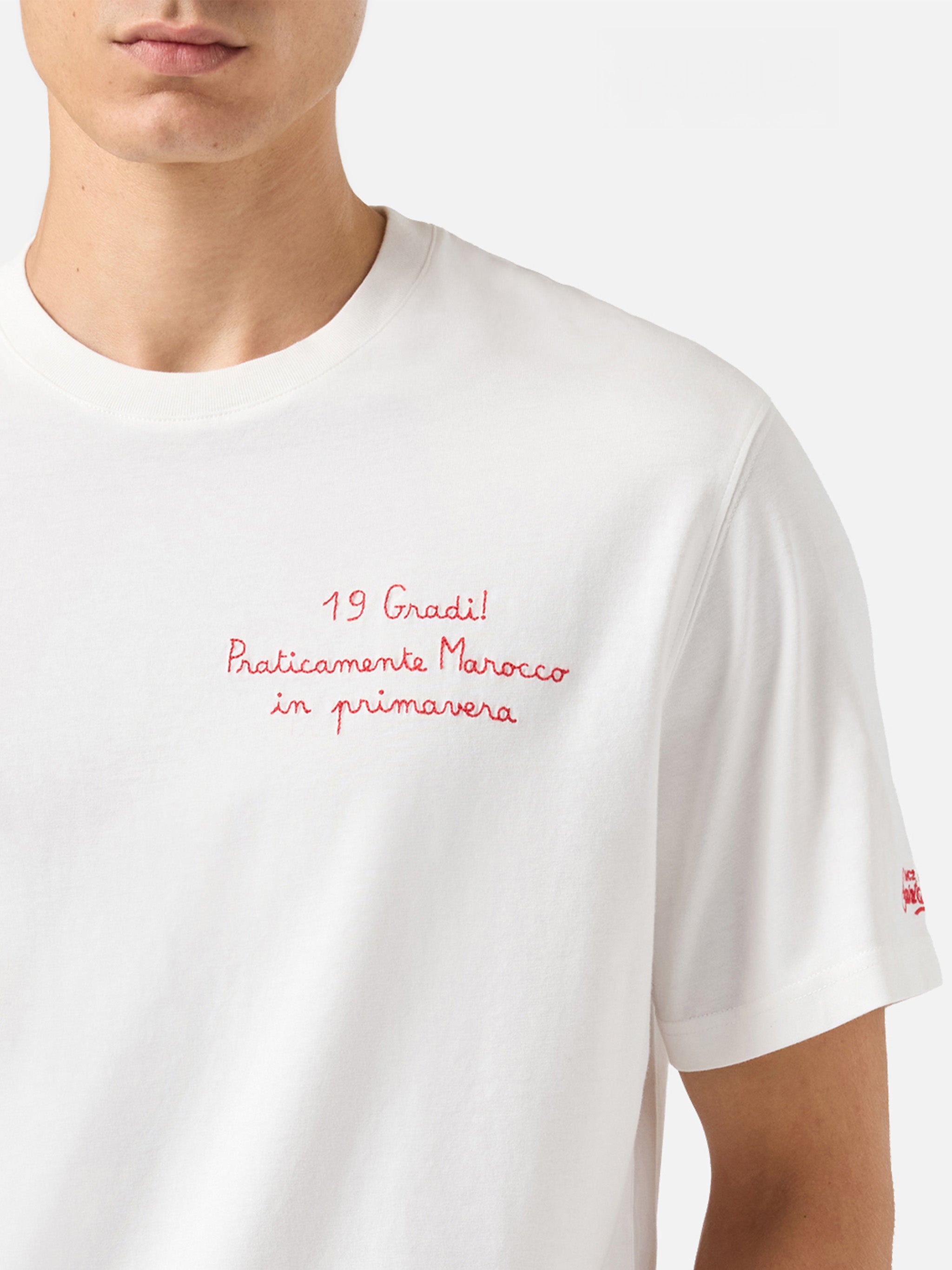 Winter Cotton T-Shirt Arnott With Praticamente Marocco Embroidery | Yuppies Special Edition White