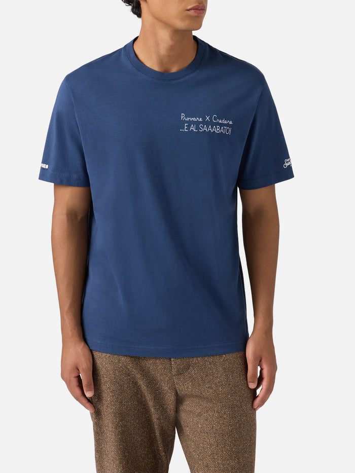 Winter Cotton T-Shirt Arnott With Provare Per Credere Embroidery | Yuppies Special Edition Blue