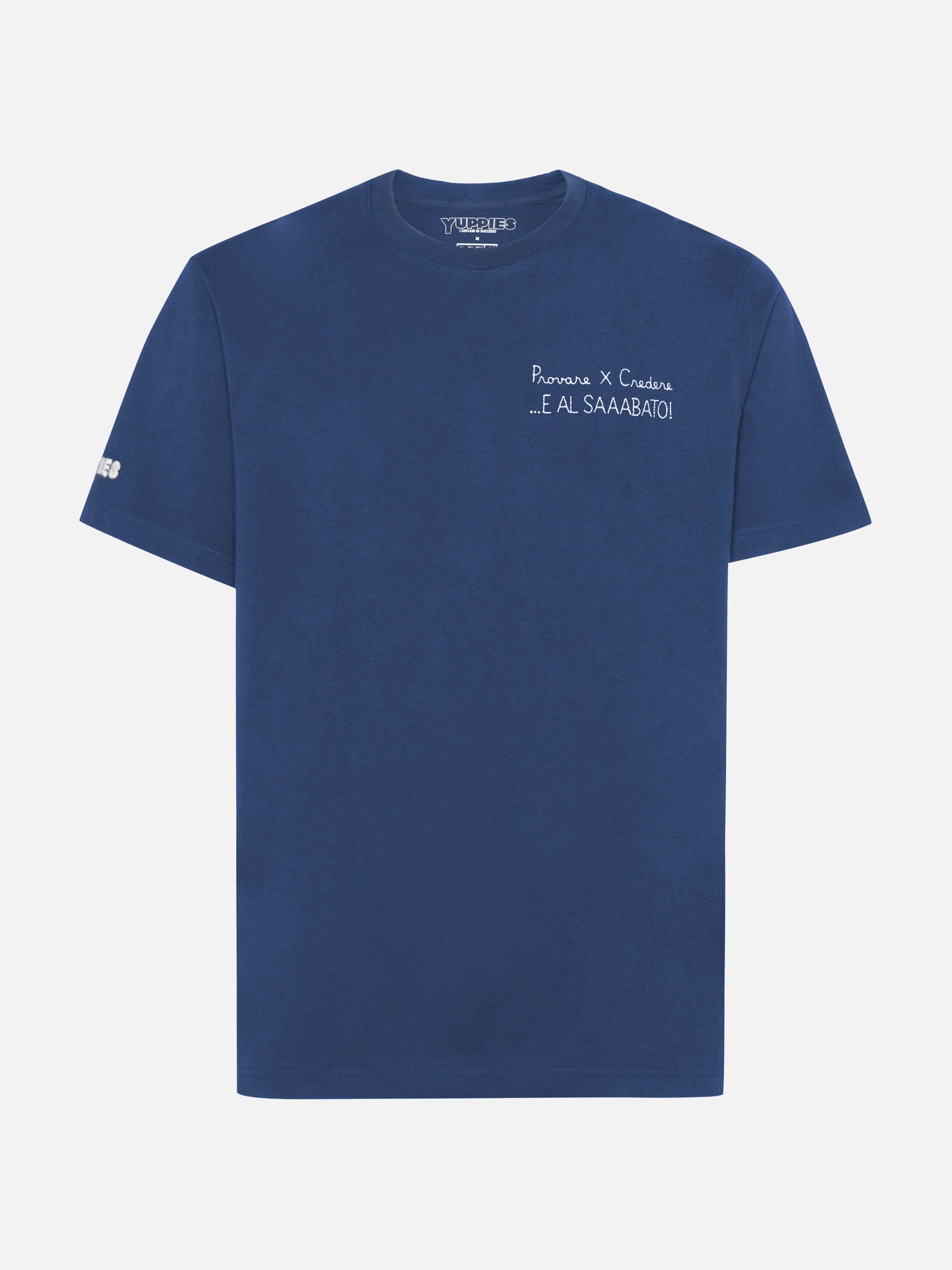Winter Cotton T-Shirt Arnott With Provare Per Credere Embroidery | Yuppies Special Edition Blue