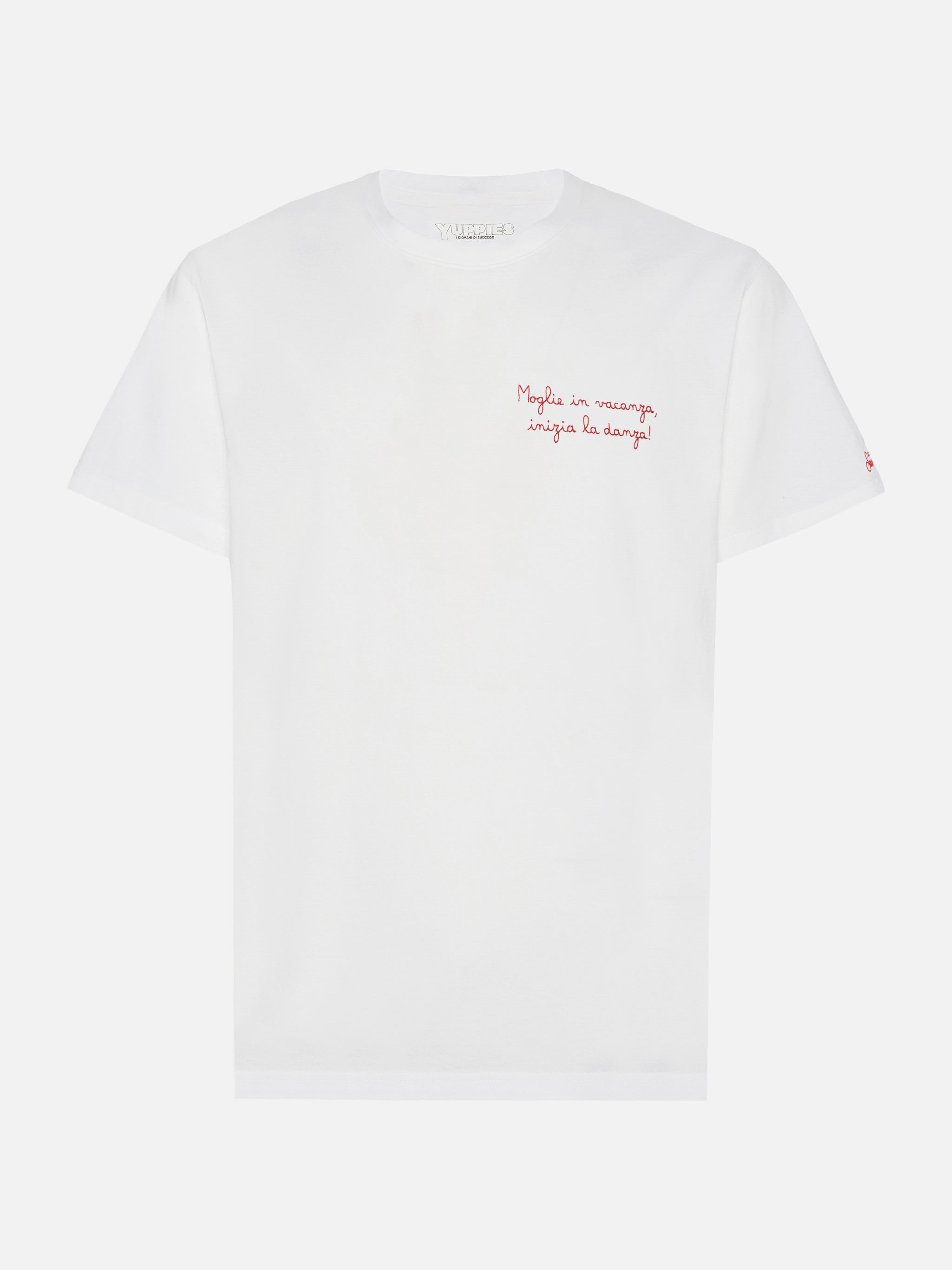 Cotton T-Shirt Arnott With Moglie Vacanza Embroidery | Yuppies Special Edition White