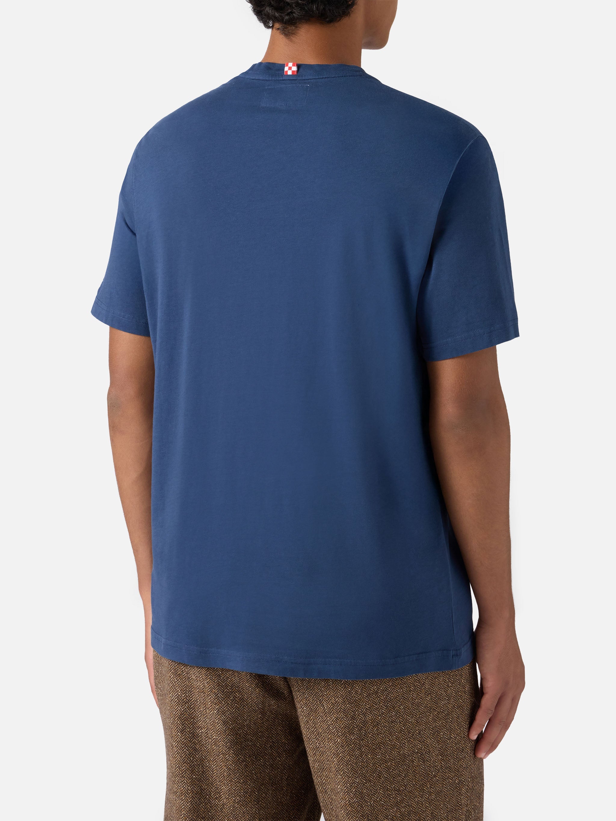 Arnott Cotton T-Shirt Blue With Grand Slam Embroidery And Bottle Print