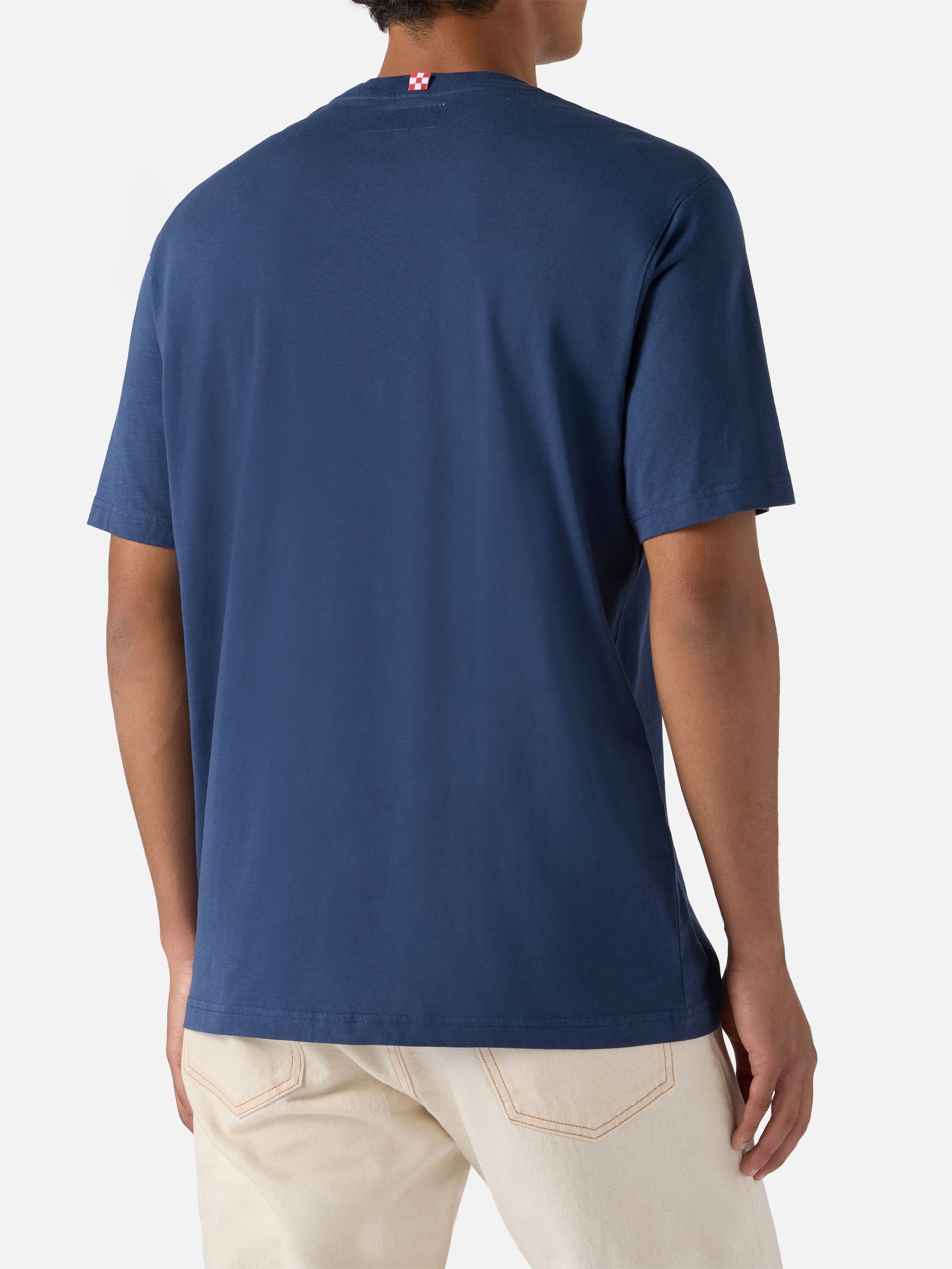 Arnott Cotton T-Shirt Blue With St. Barth Sport Club Print