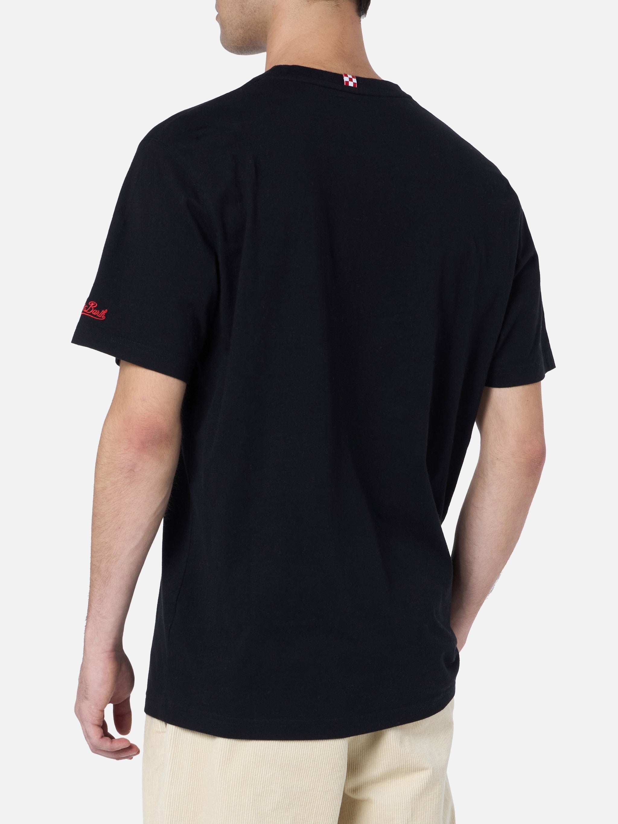 Man Heavy Cotton T-Shirt Arnott With A Capodanno Faccio Danno Embroidery | Insulti Luminosi Special Edition Black