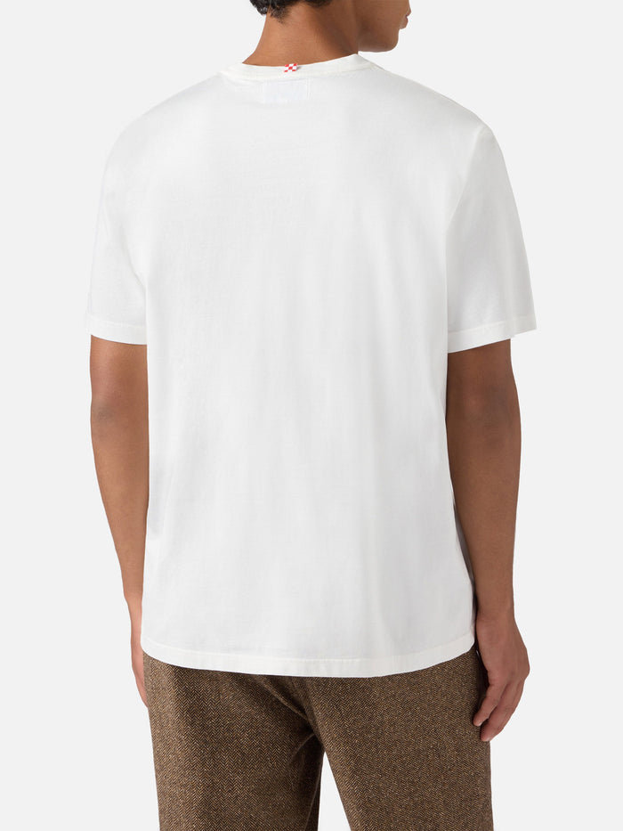 Arnott Cotton T-Shirt White With Car And Nella Vita Ci Vuole Classe Embroidery