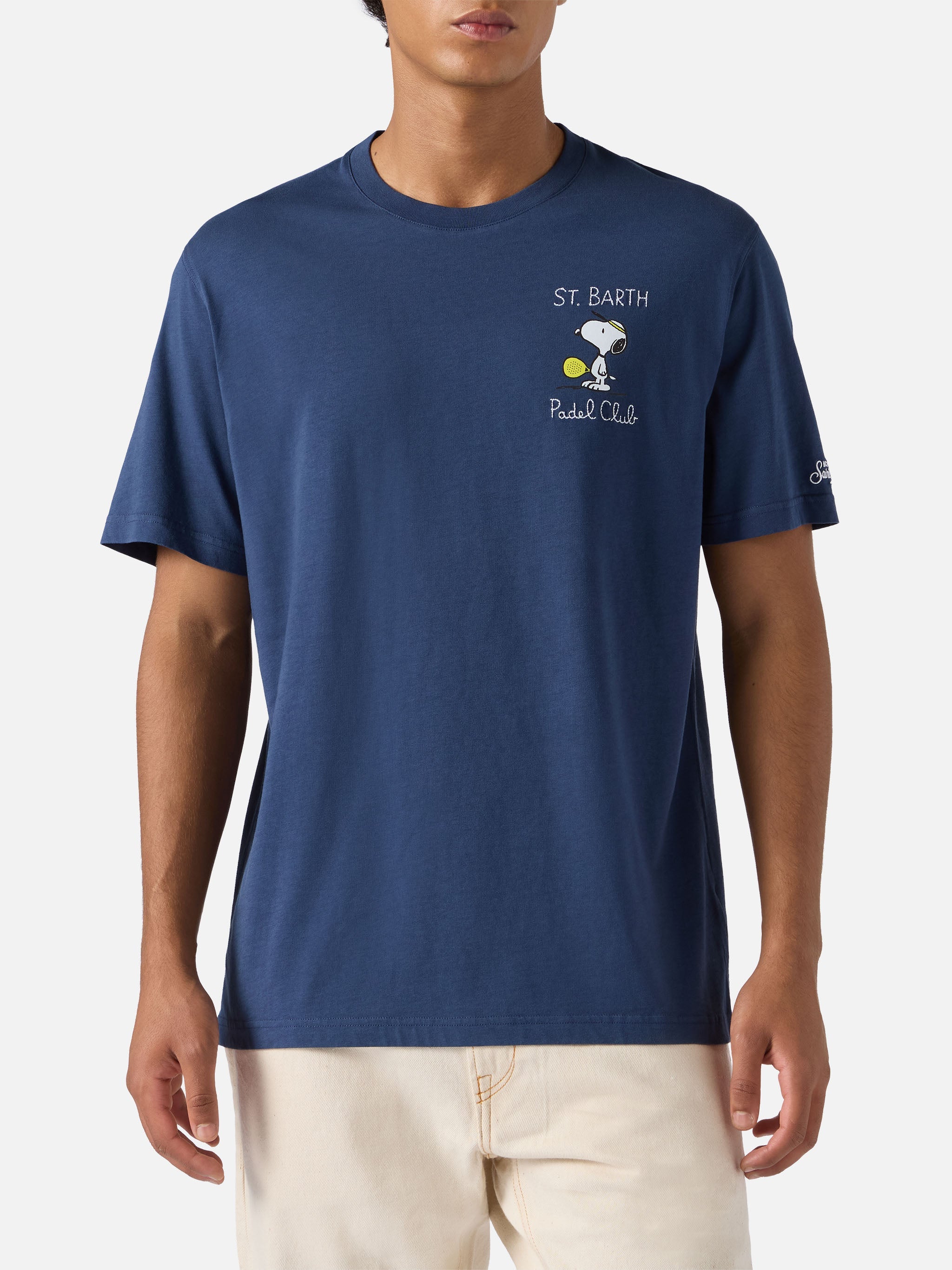 Arnott Cotton T-Shirt Blue With Snoopy Padel Club Embroidery | Peanuts Special Edition