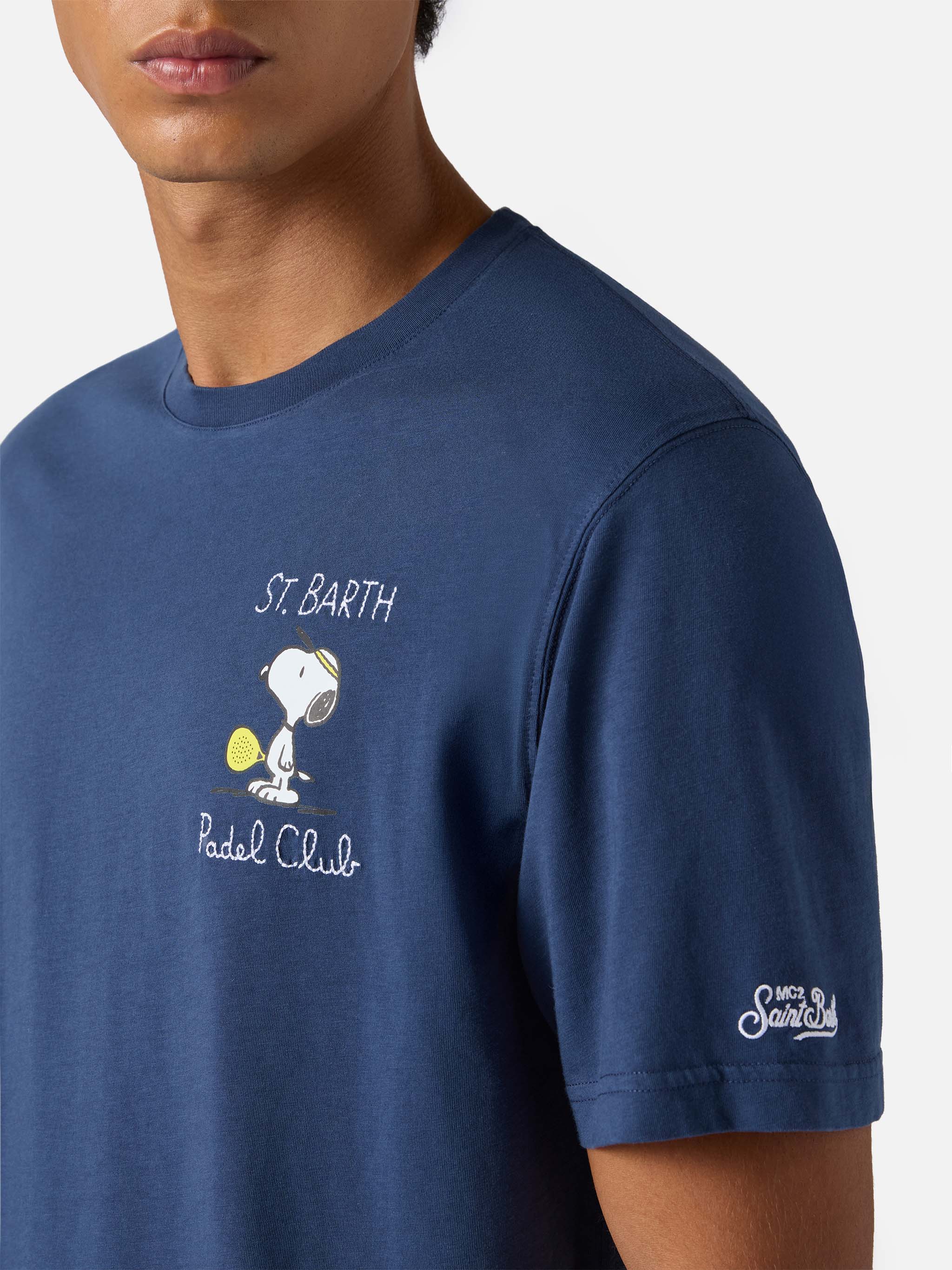 Arnott Cotton T-Shirt Blue With Snoopy Padel Club Embroidery | Peanuts Special Edition