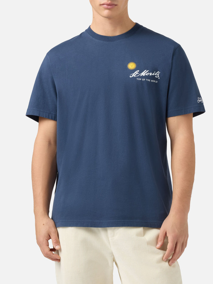 Winter Cotton T-Shirt Arnott With St. Moritz Print | Top Of The World Special Edition Blue