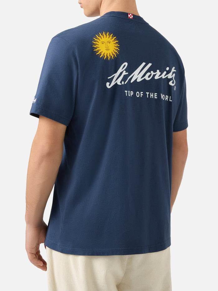 Winter Cotton T-Shirt Arnott With St. Moritz Print | Top Of The World Special Edition Blue