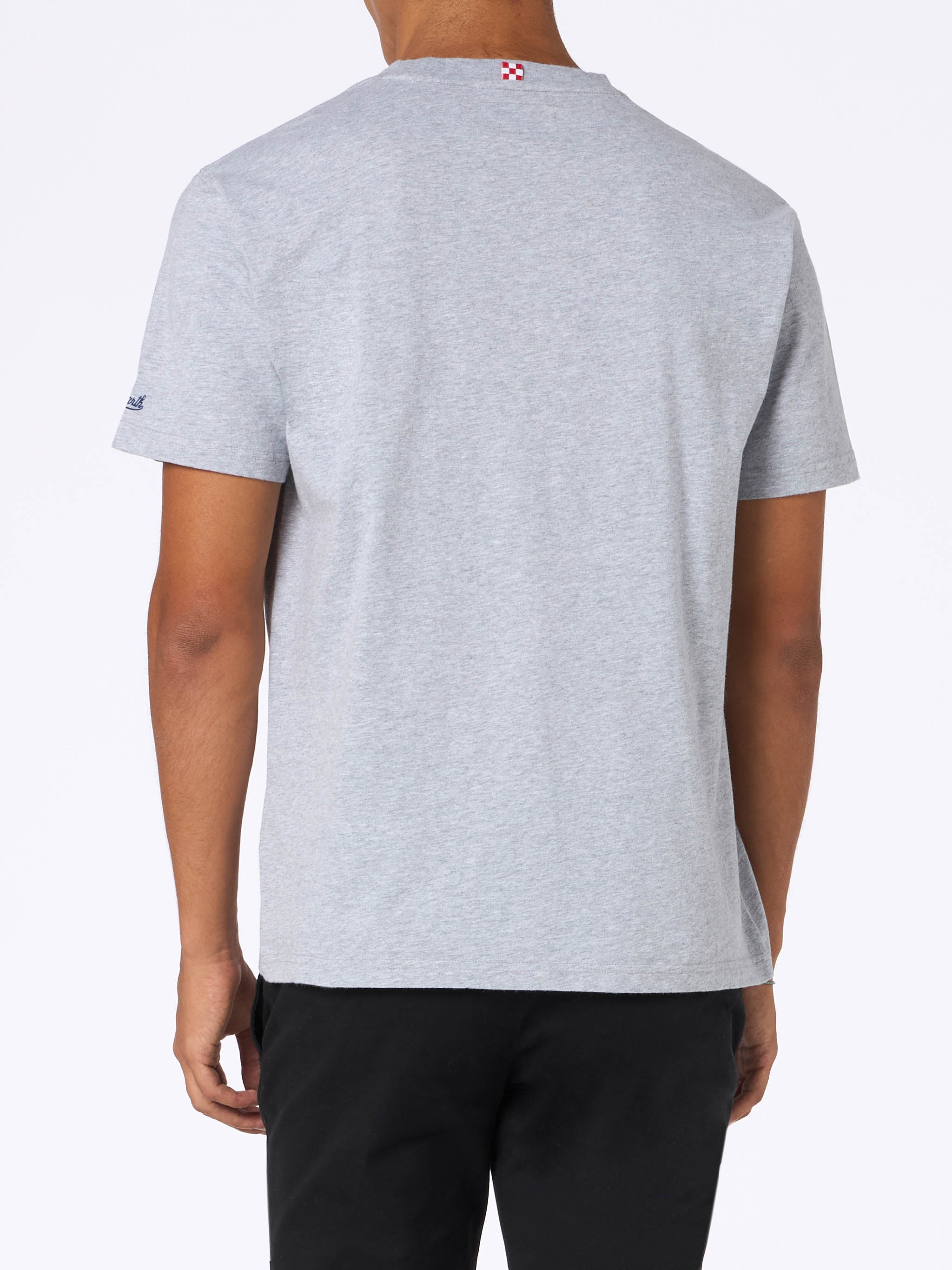 Man Heavy Cotton T-Shirt Arnott With Col Ghiaccio Ci Faccio Lo Spritz Embroidery | Insulti Luminosi Special Edition Melange Grey