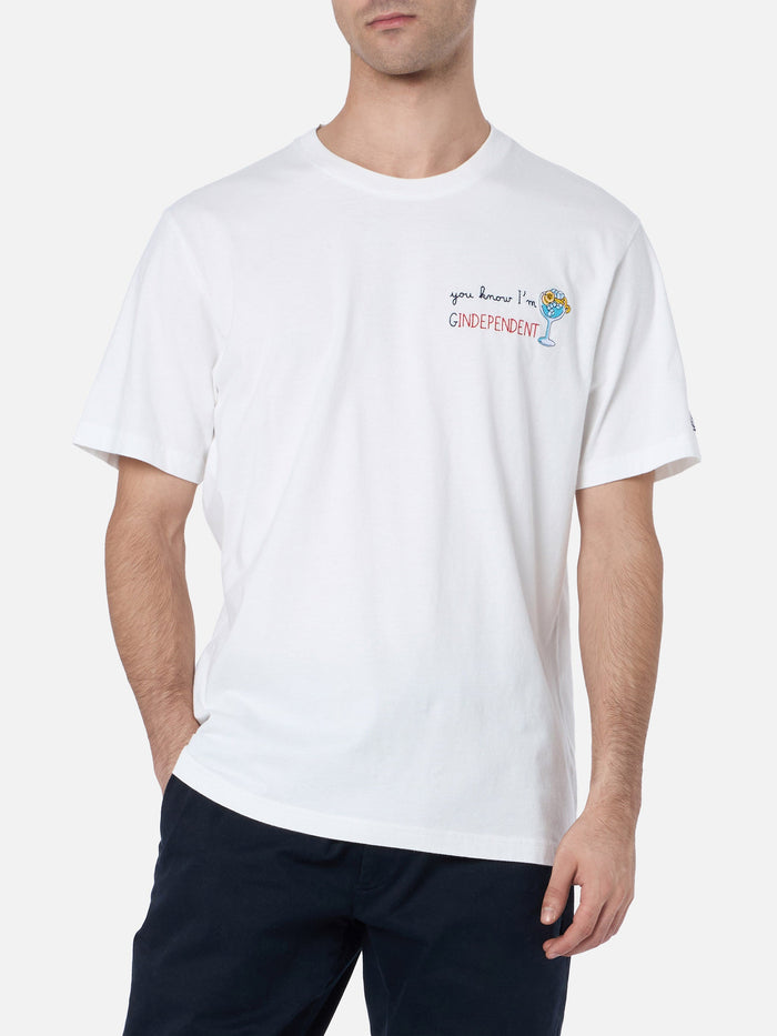 Man Heavy Cotton T-Shirt Arnott With You Know Im Gindependent Embroidery White