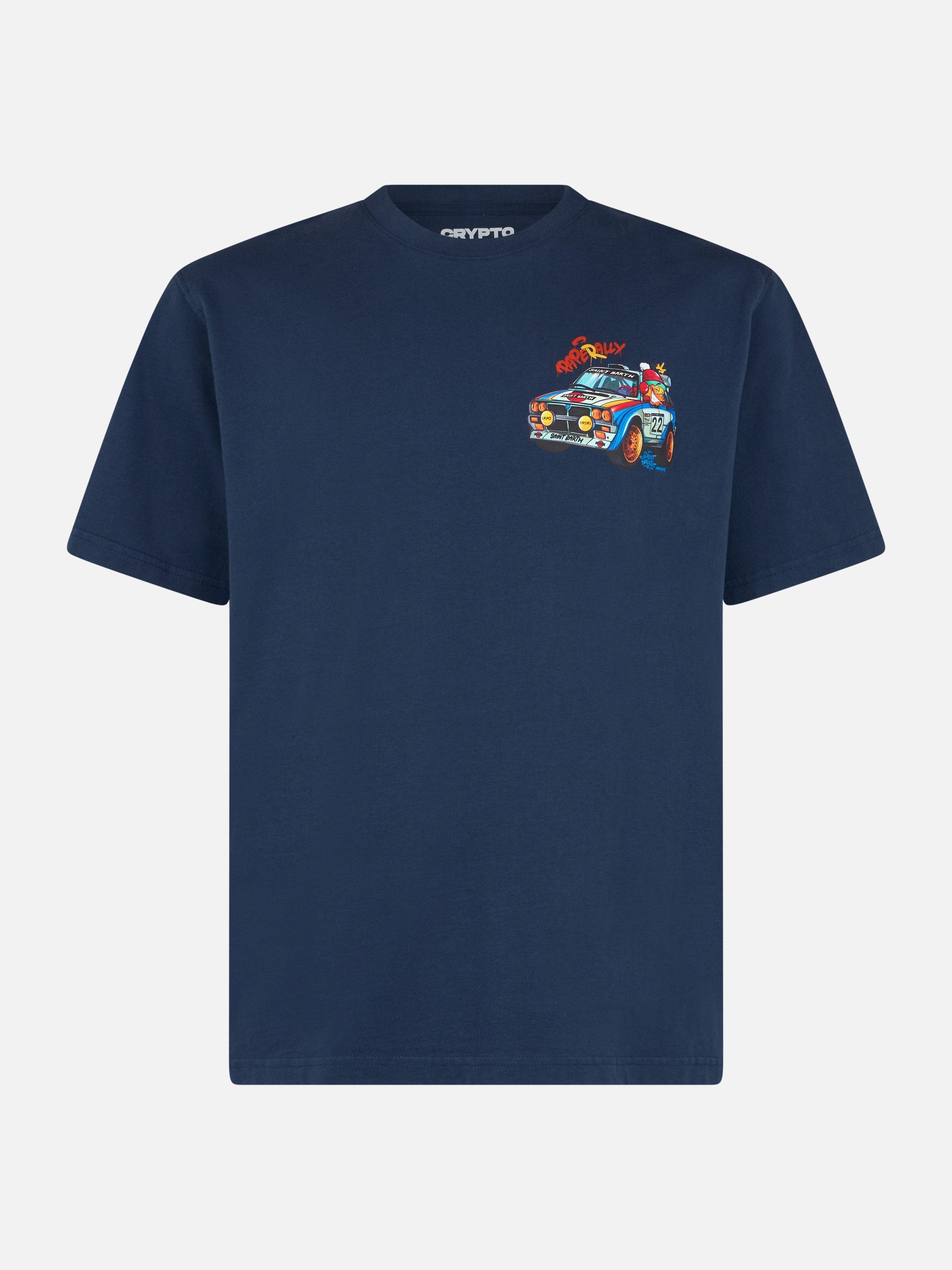 Man Heavy Cotton T-Shirt Arnott With Crypto Paperally Print | Cryptopuppets Special Edition Blue