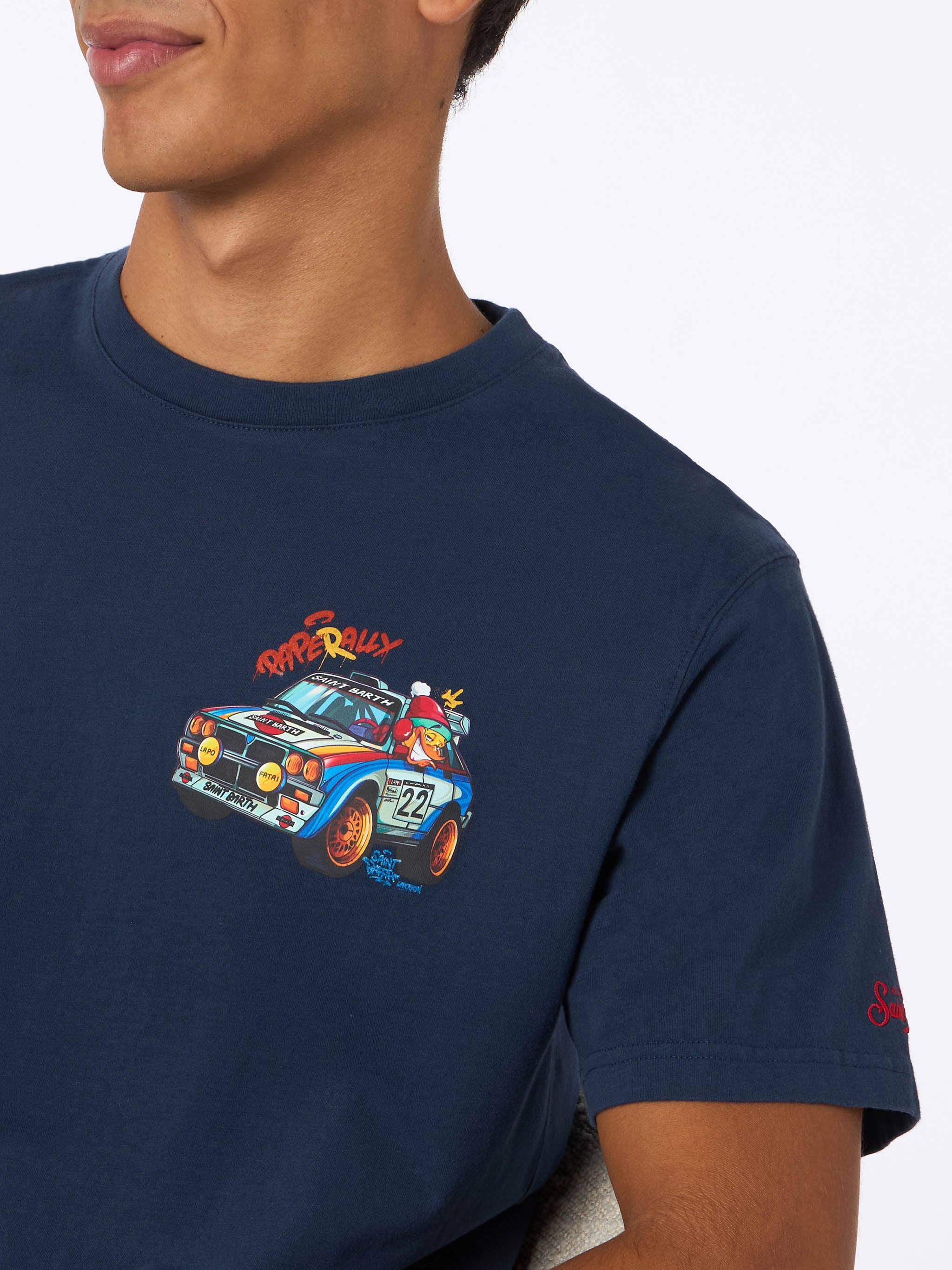Man Heavy Cotton T-Shirt Arnott With Crypto Paperally Print | Cryptopuppets Special Edition Blue
