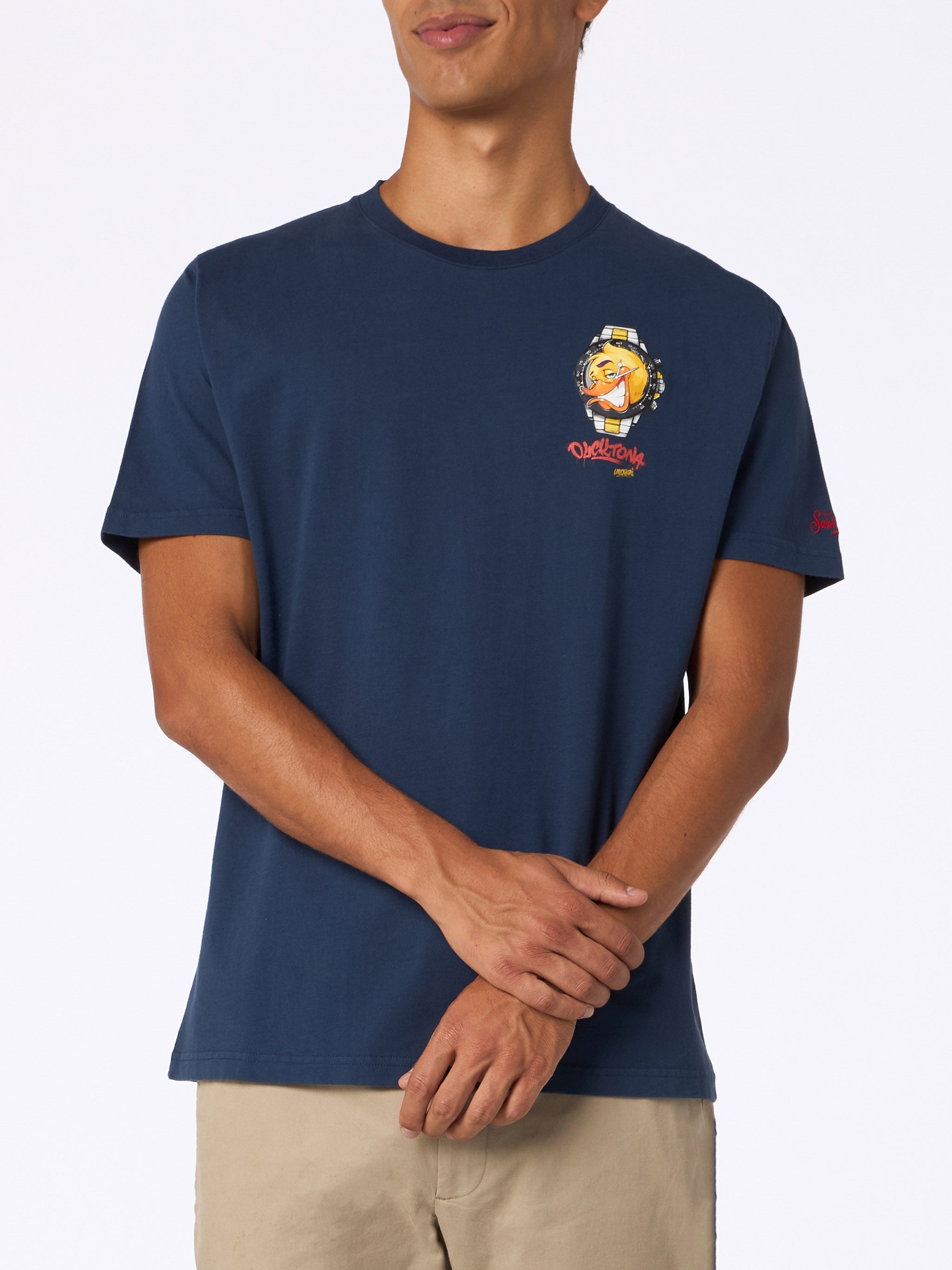 Arnott Heavy Cotton T-Shirt With Cryptopuppets Ducktona Watch Print | Special Edition Blue