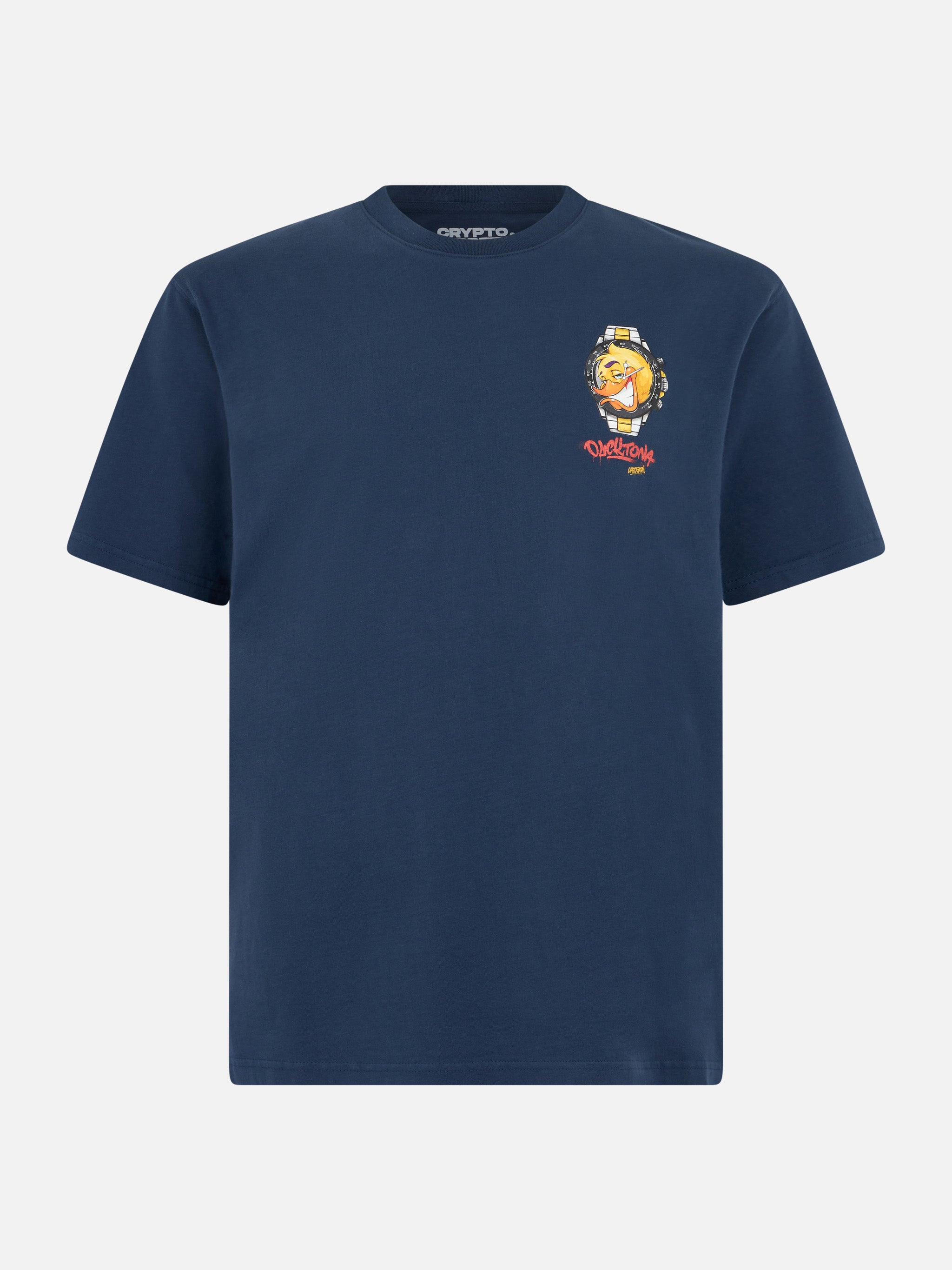 Arnott Heavy Cotton T-Shirt With Cryptopuppets Ducktona Watch Print | Special Edition Blue