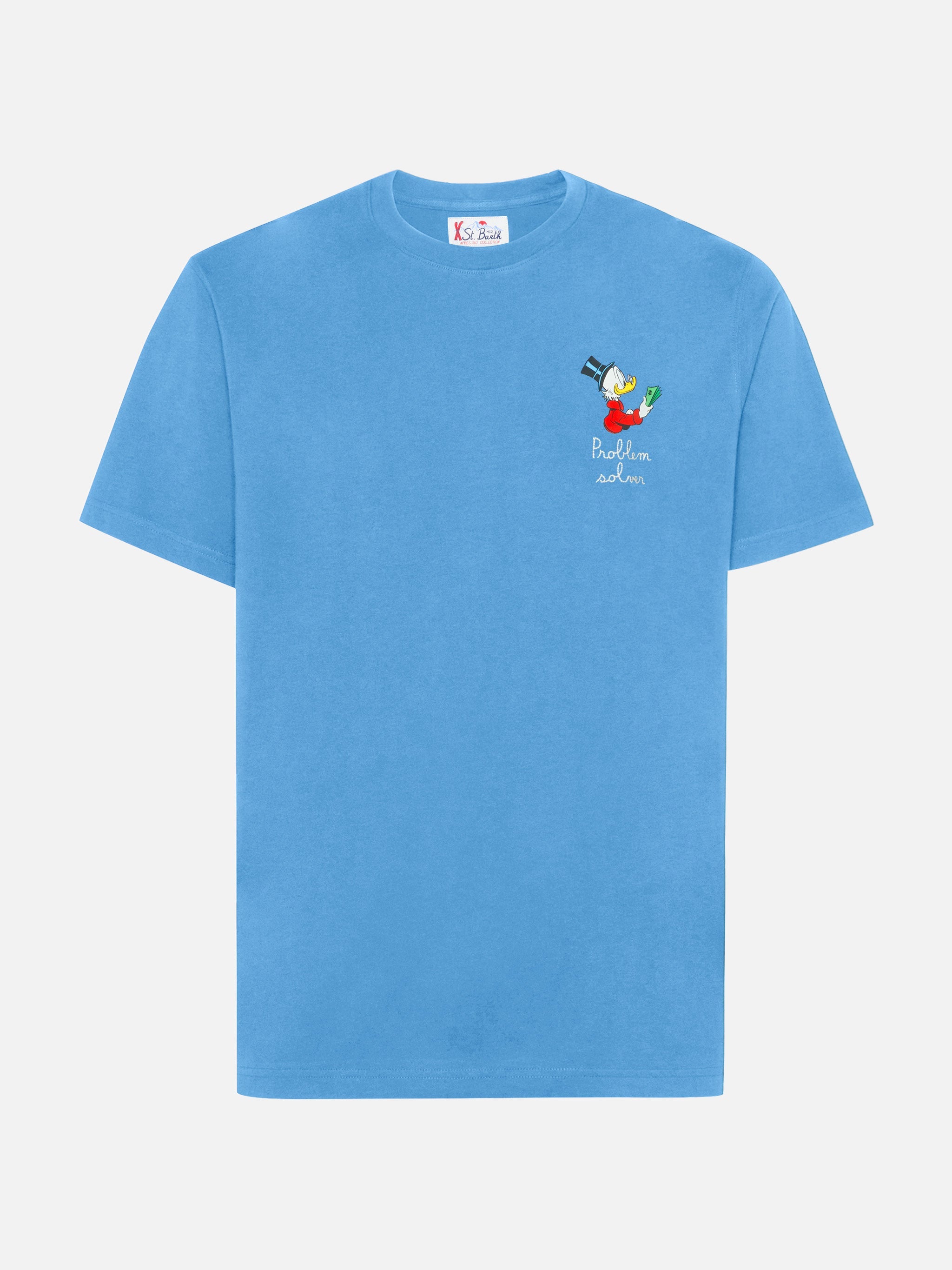 Arnott Cotton T-Shirt Air Force Blue With Scrooge Mcduck Problem Solver Embroidery | Disney Special Edition