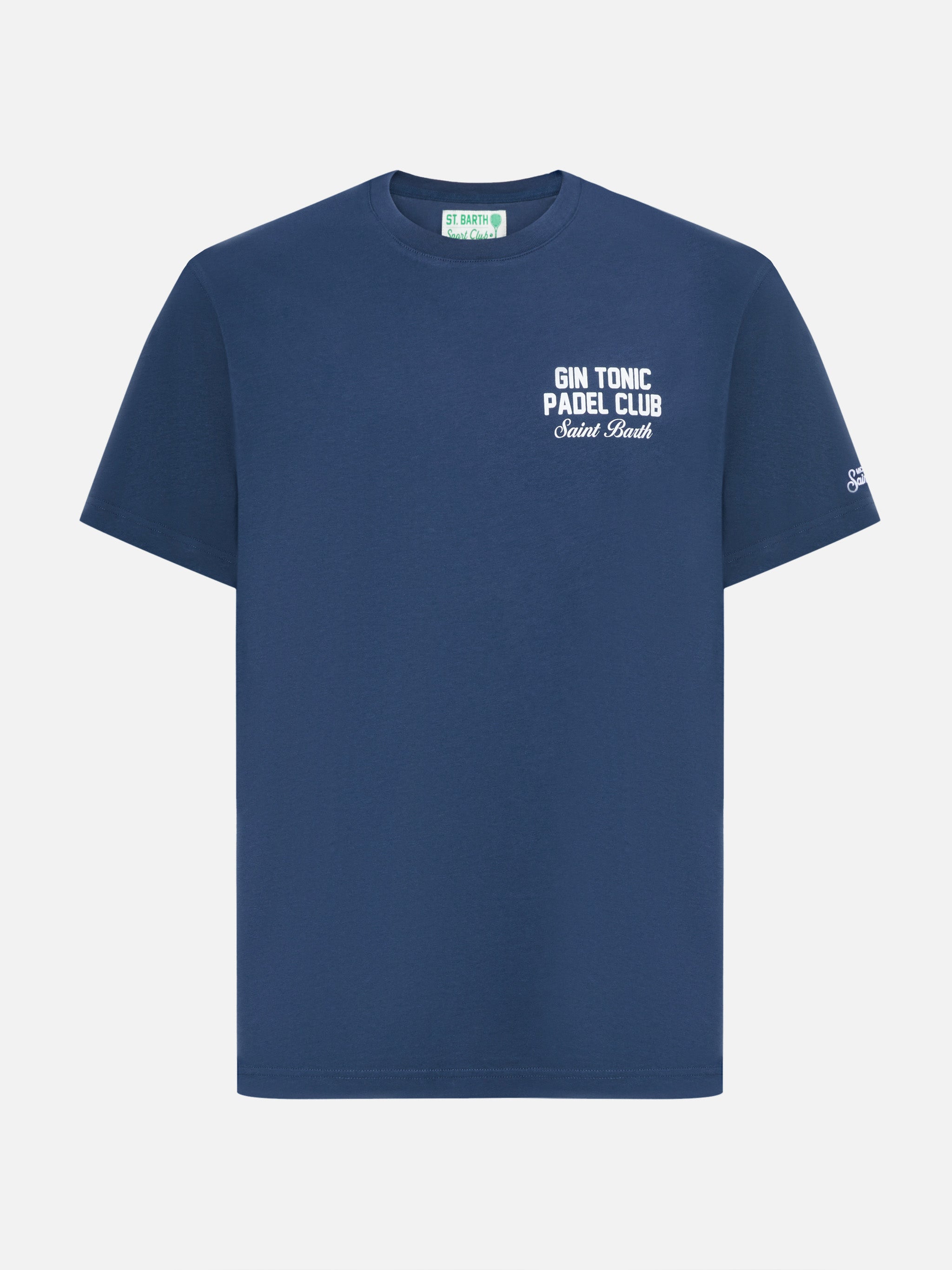 Arnott Cotton T-Shirt With Gin Tonic Cocktail Padel Club Print Blue