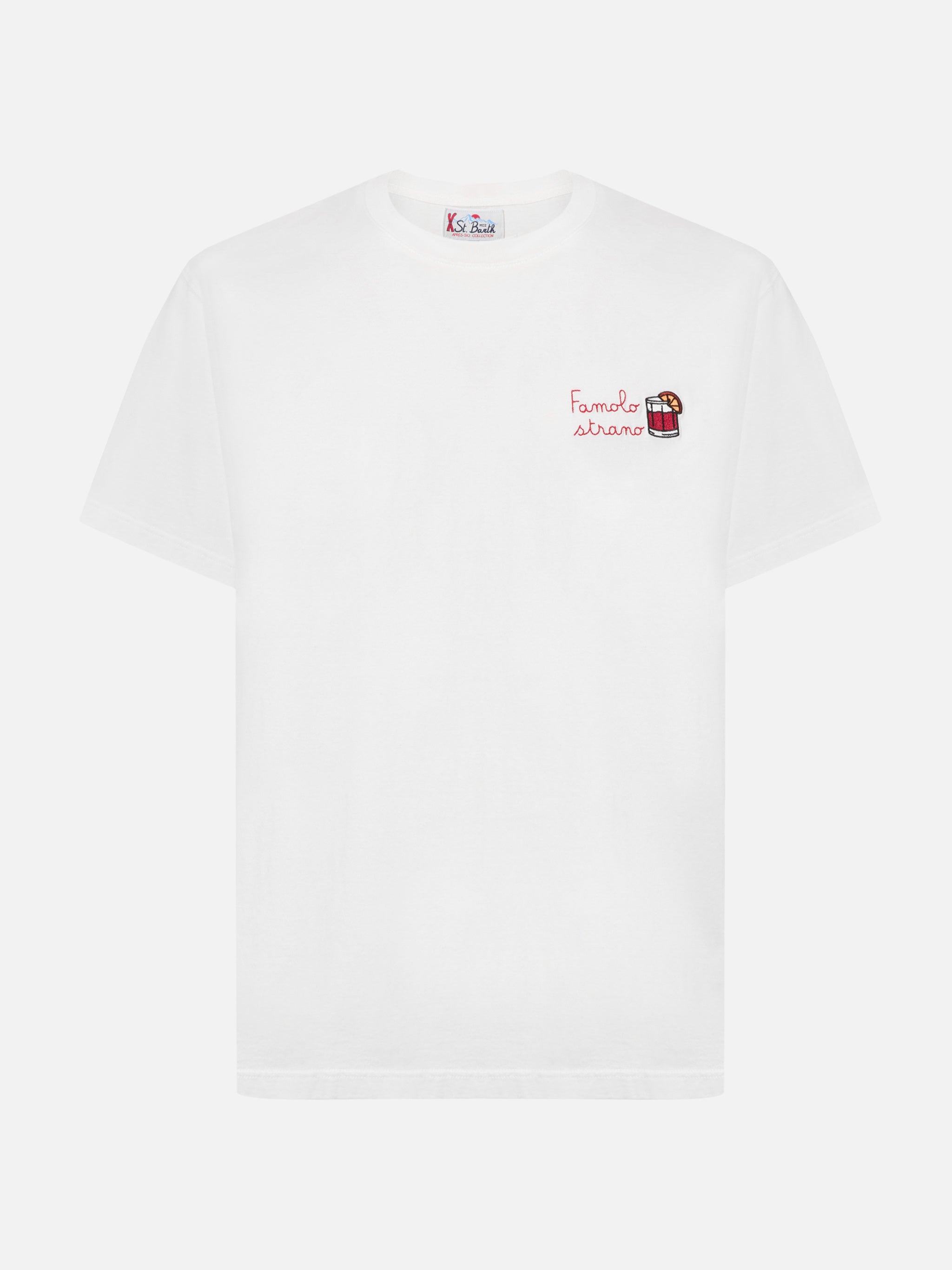Arnott Cotton T-Shirt White With Famolo Strano Embroidery