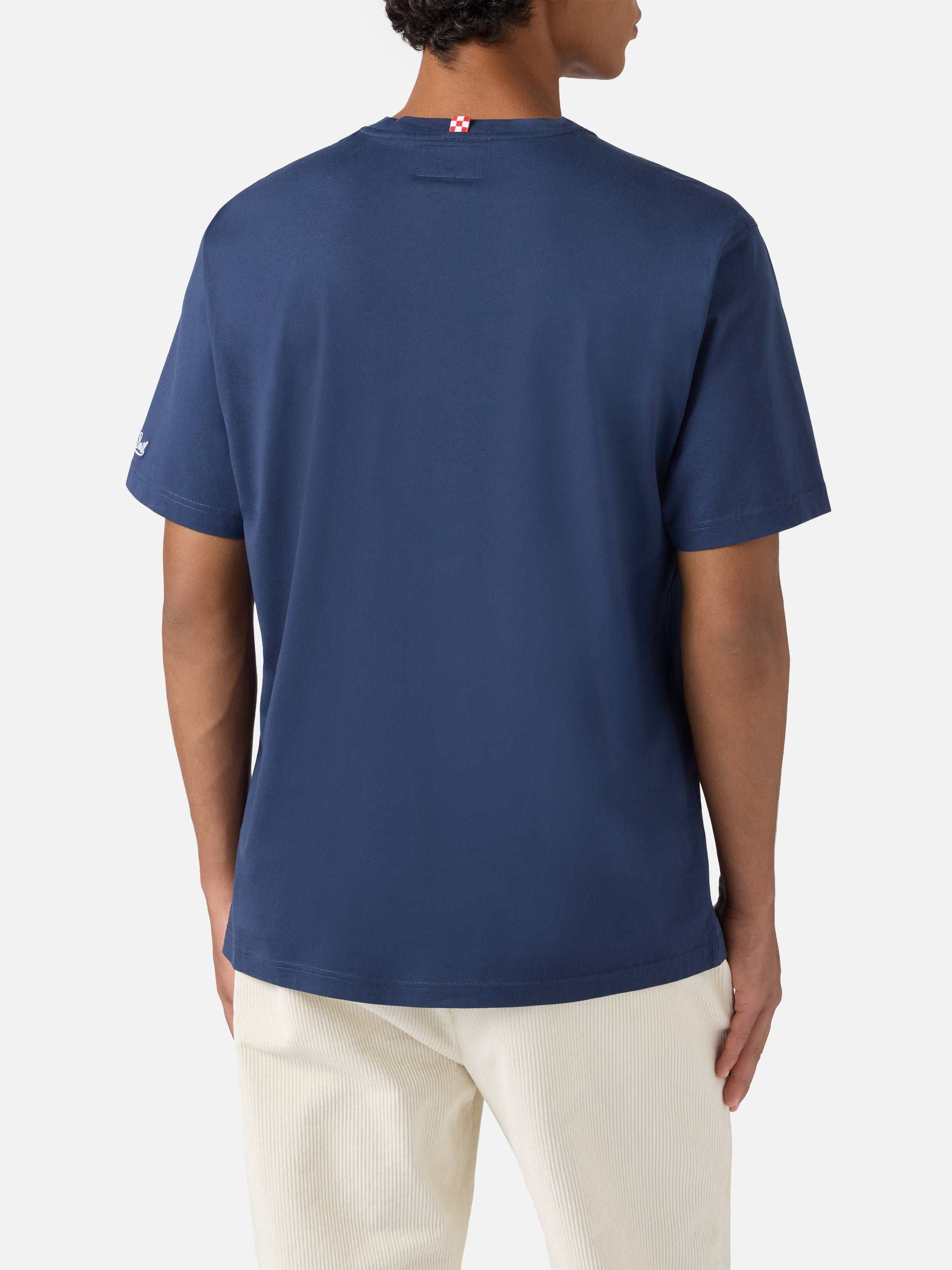 Arnott Cotton T-Shirt Blue With Sotto Il Piumone Sono Un Leone Embroidery