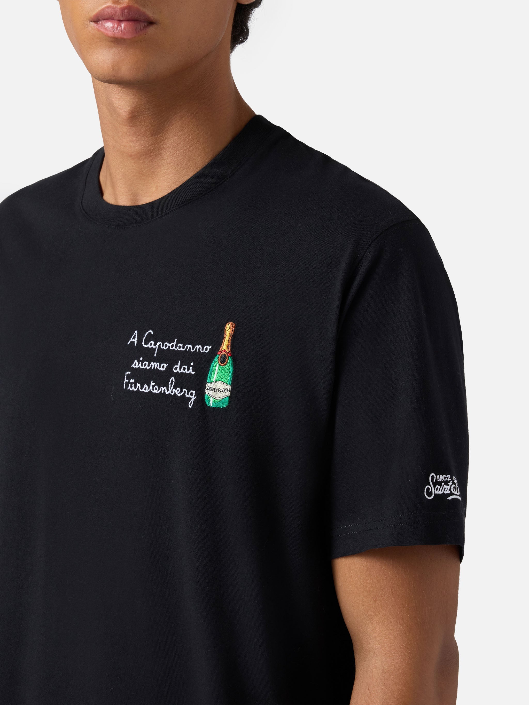 Winter Cotton T-Shirt Arnott Warm With Dai Fürstengberg Embroidery | Vacanze Di Natale Special Edition Black